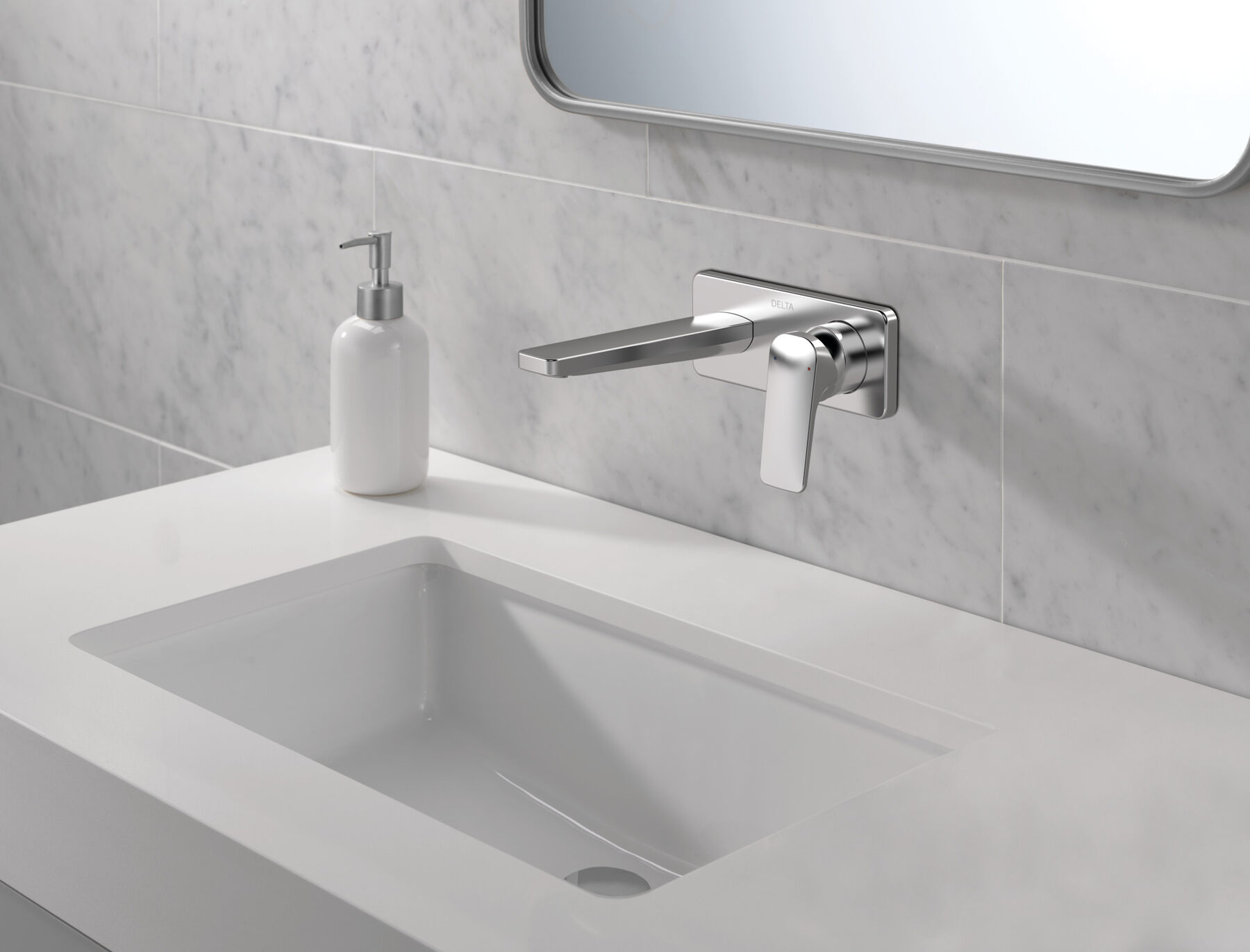 Single Handle Wall Mount Lavatory Faucet Trim in Chrome — thumbnail 2