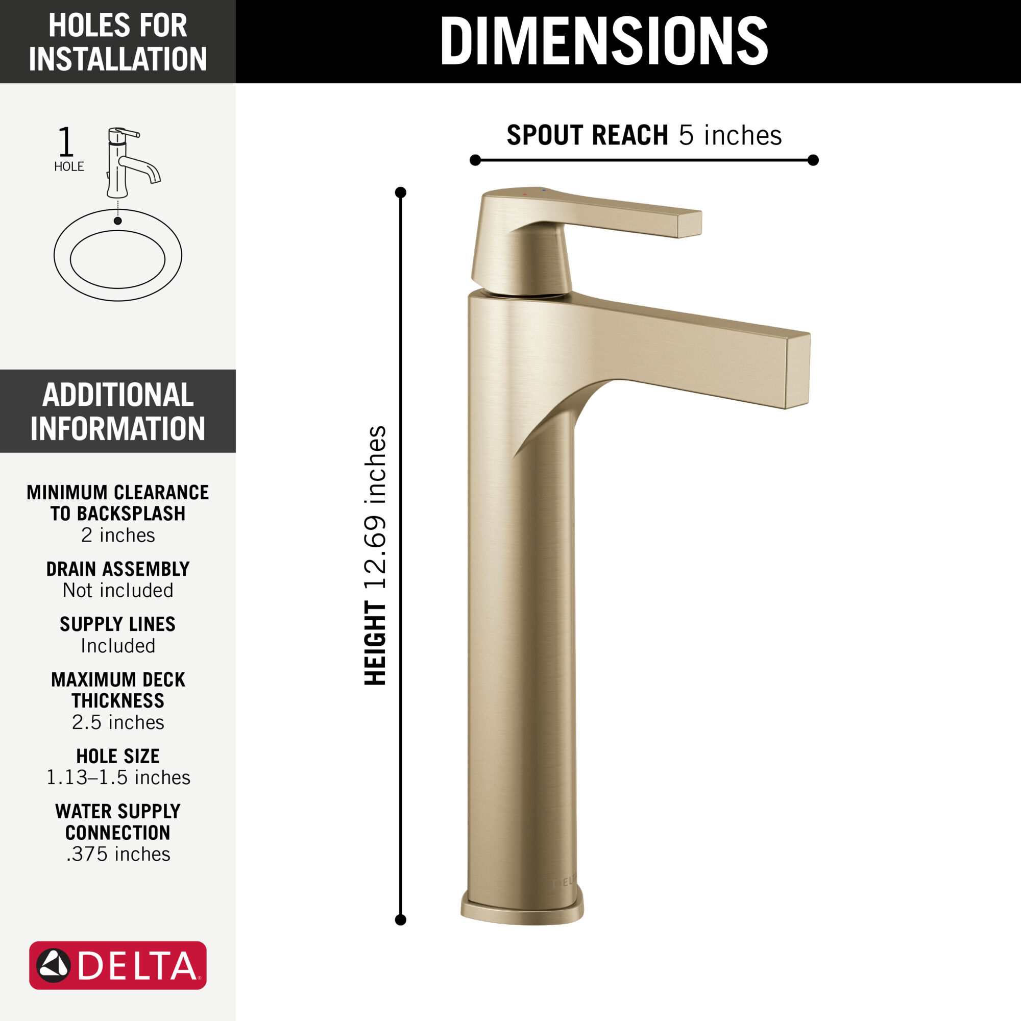 Single Handle Vessel Bathroom Faucet in Champagne Bronze 774-CZ