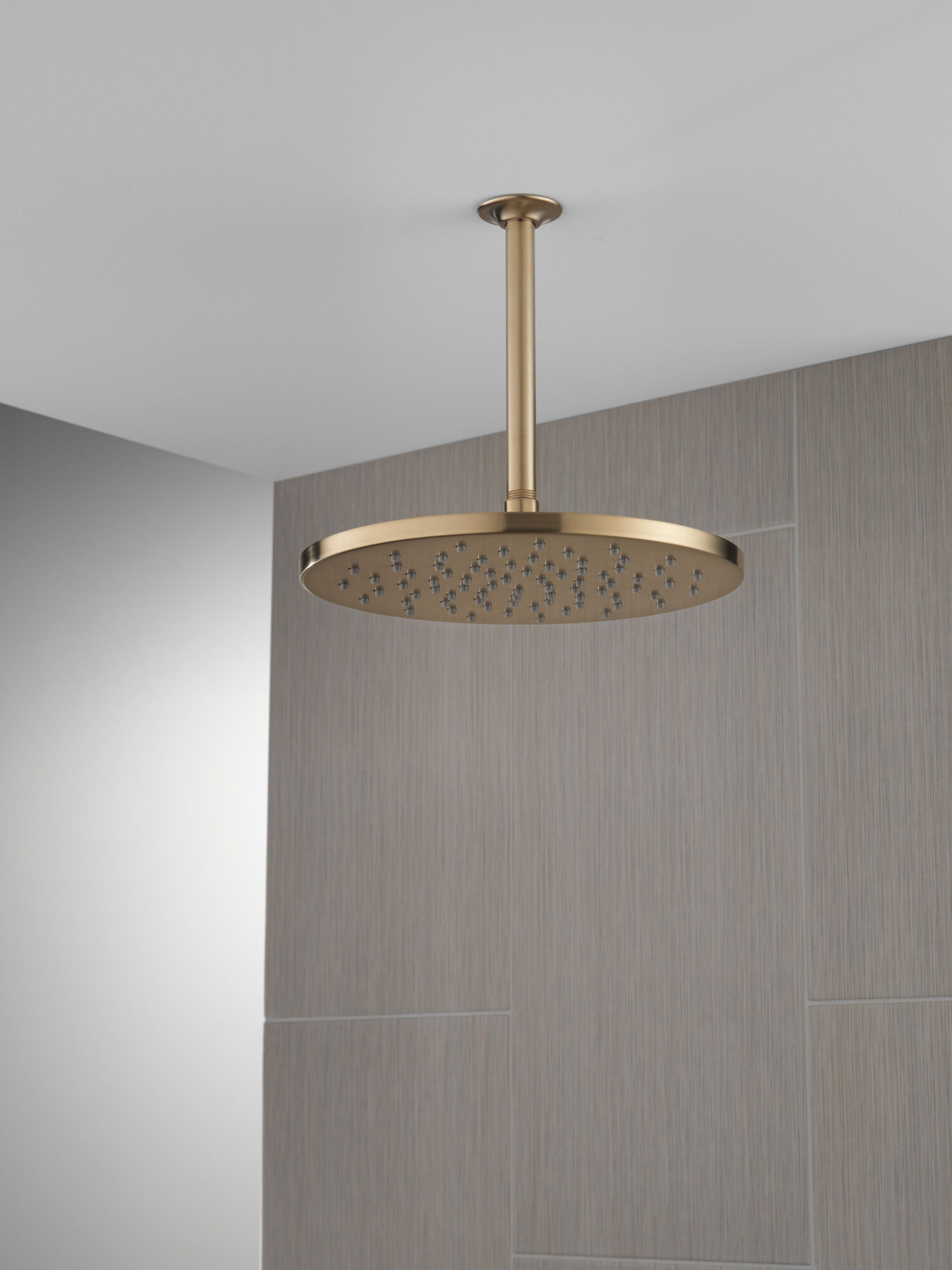Single-Setting Metal Raincan Shower Head in Lumicoat® Champagne