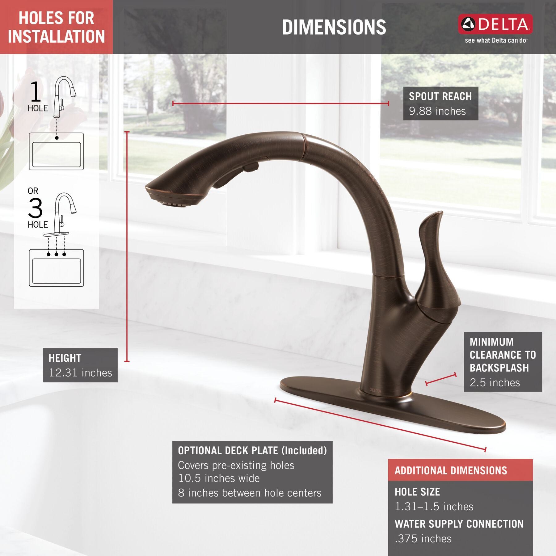 PullOut Kitchen Faucet 1L (Recertified) in Bronze 4153RBDST