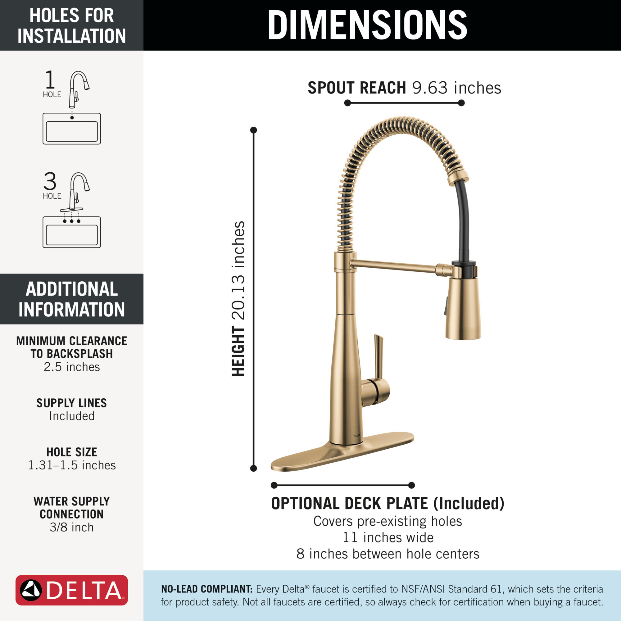 Single-Handle Pull-Down Spring Kitchen Faucet in Champagne Bronze