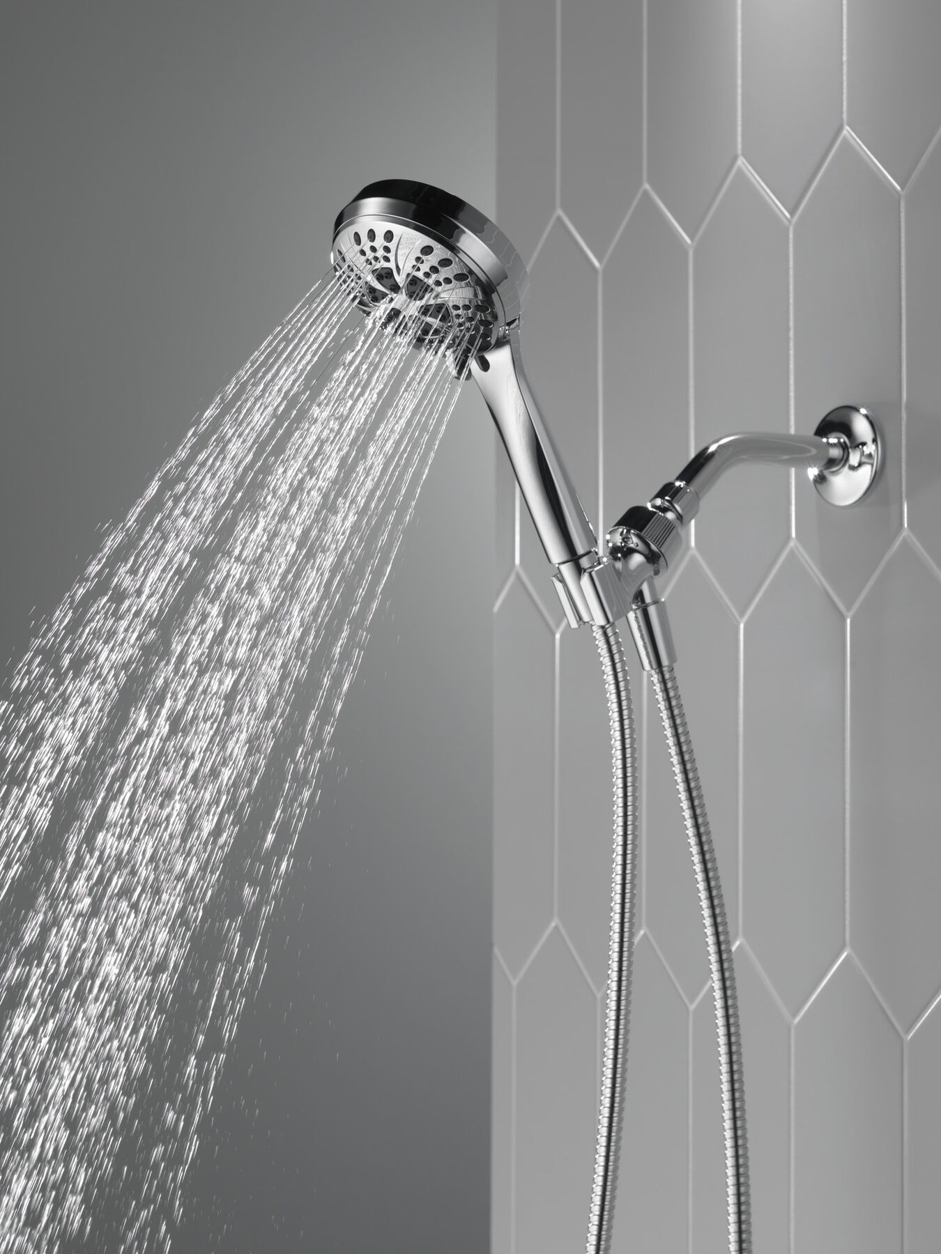 All Metal 3-Spray Hand Held Shower Head with Hose, Set, 2.5 GPM