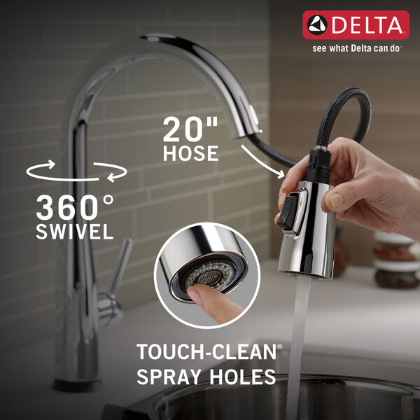 Voiceiq Single Handle Pull Down Faucet With Touch20 Technology In Chrome 9113tv Dst Delta Faucet