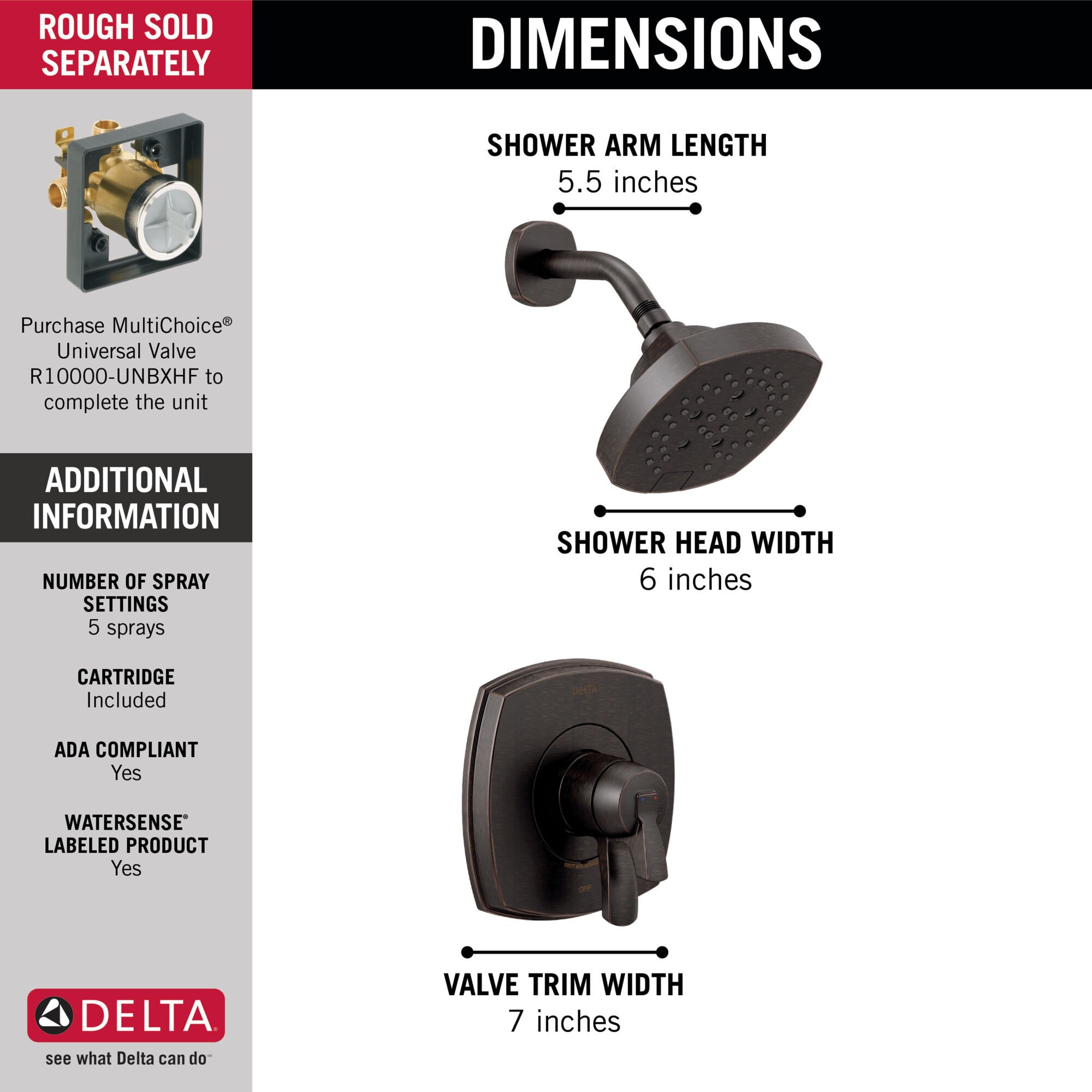 17 Series Shower Only in Venetian Bronze T17276-RB | Delta Faucet
