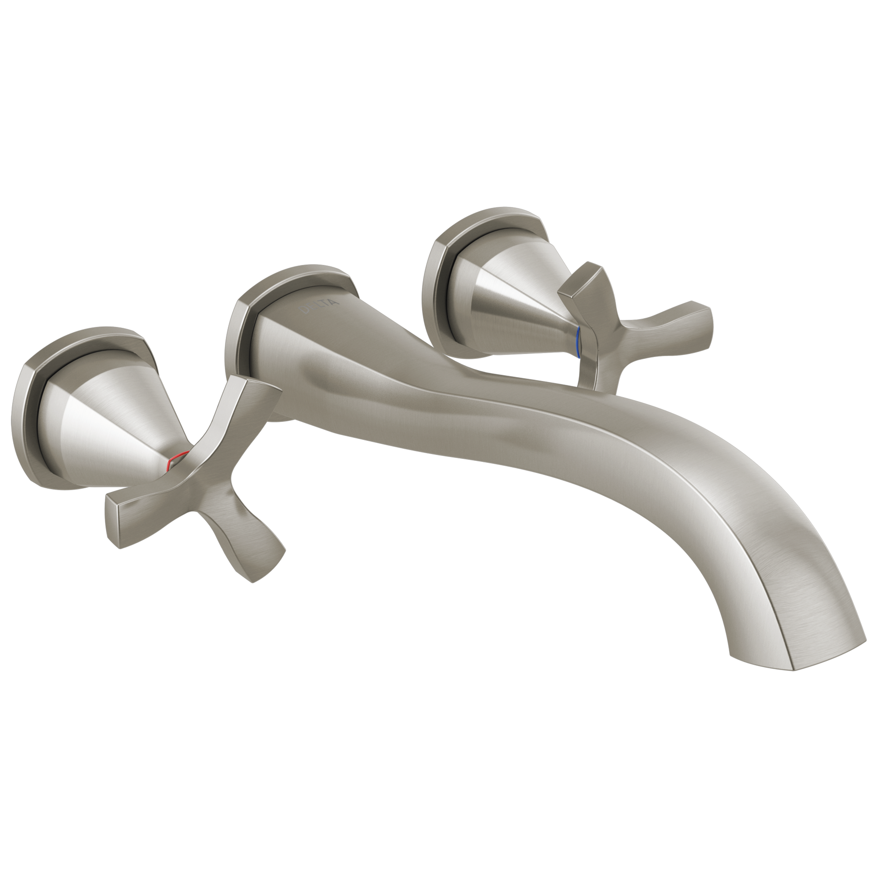 Delta Stryke Wall-Mount Roman Tub Filler - Stainless Steel, 12-3/4" Spout, Helo Spoke Handles