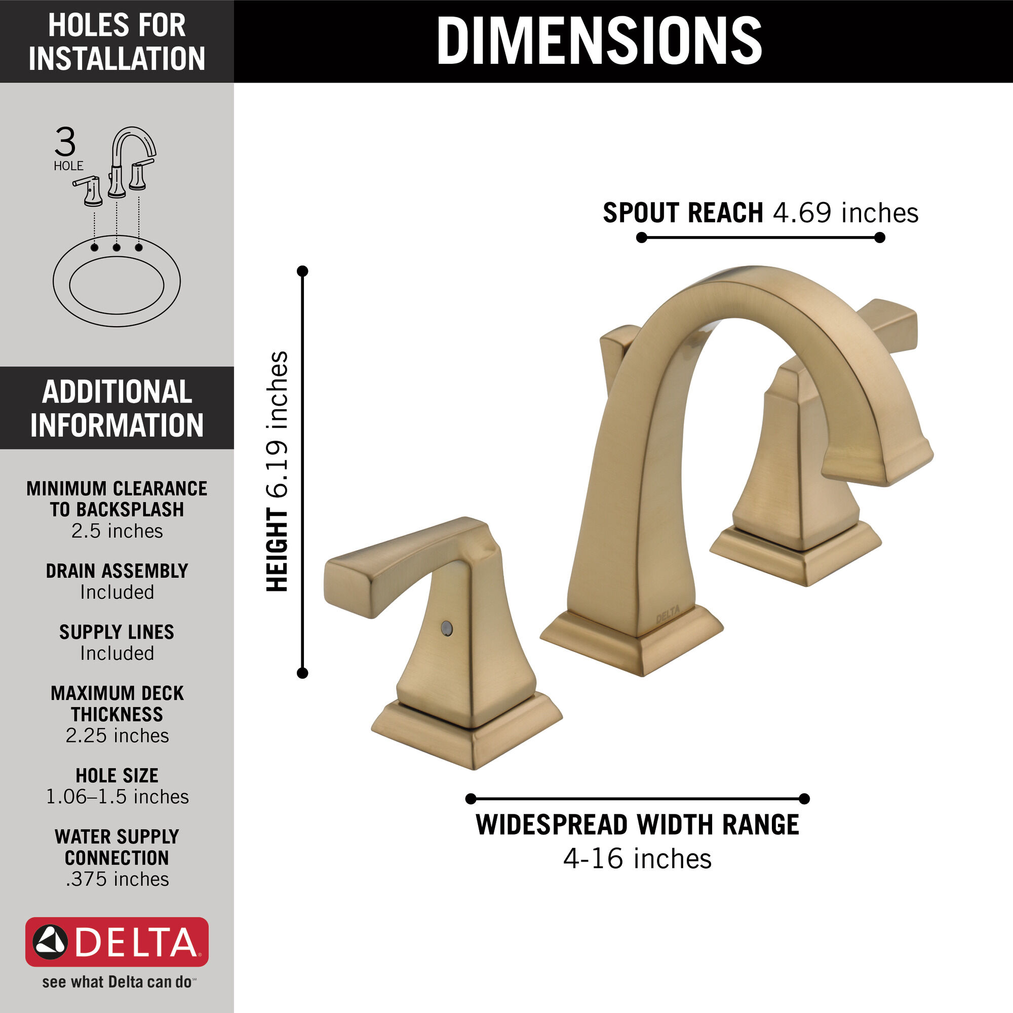 Two Handle Widespread Bathroom Faucet in Champagne Bronze 3551