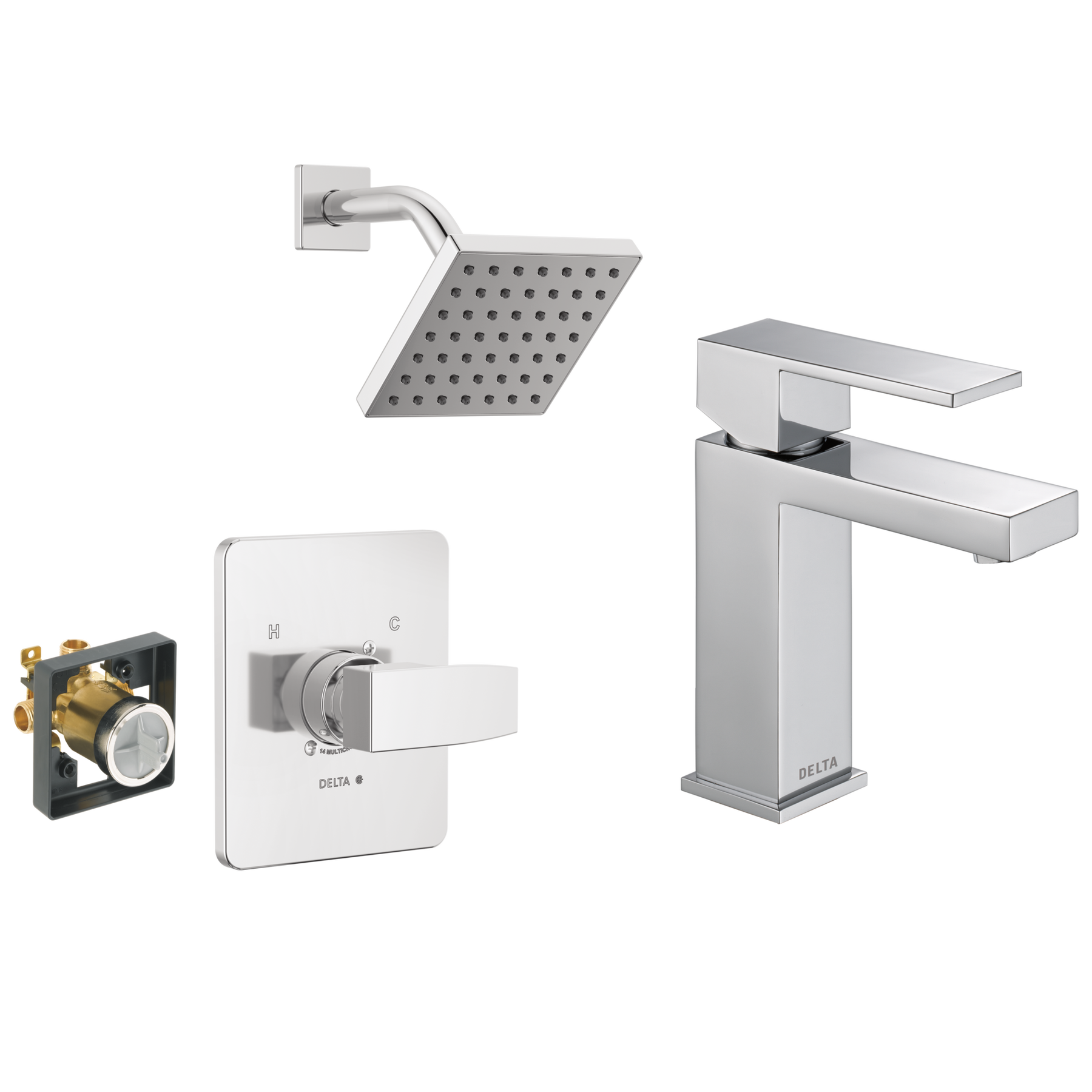 Single-Hole Lavatory Faucet with Shower Trim and Rough Bundle - 14 Series in Chrome — image 1