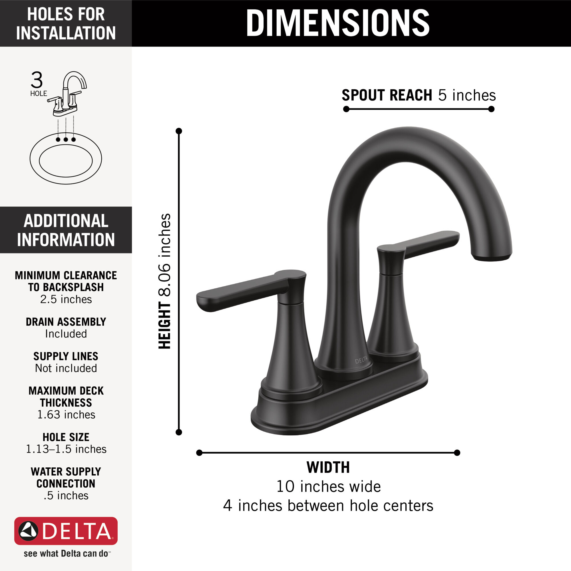 Two Handle Centerset in Matte Black 25860LF-BL | Delta Faucet