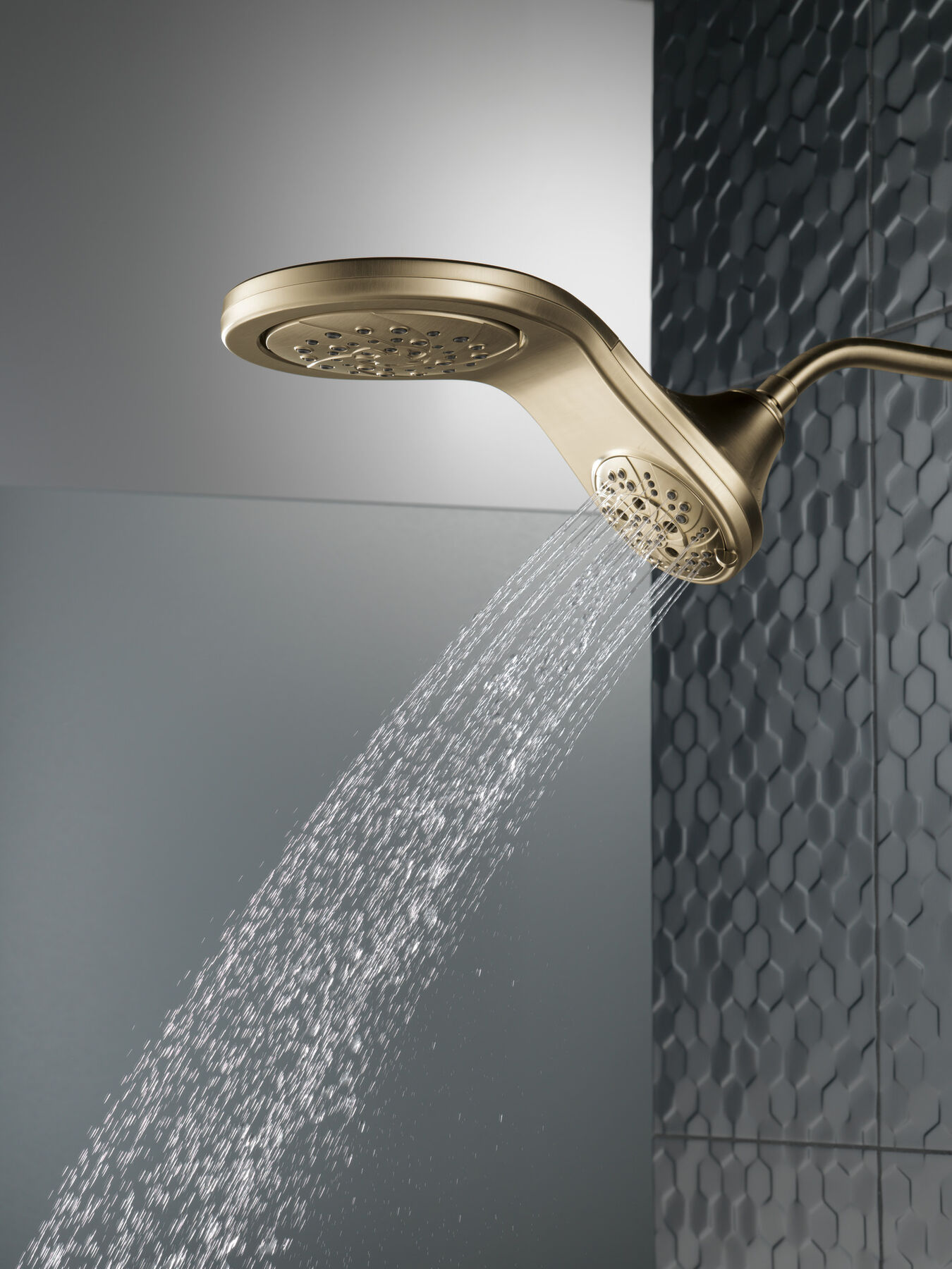 HydroRain® H2Okinetic® 5-Setting Two-in-One Shower Head in Champagne Bronze  58581-CZ-PK