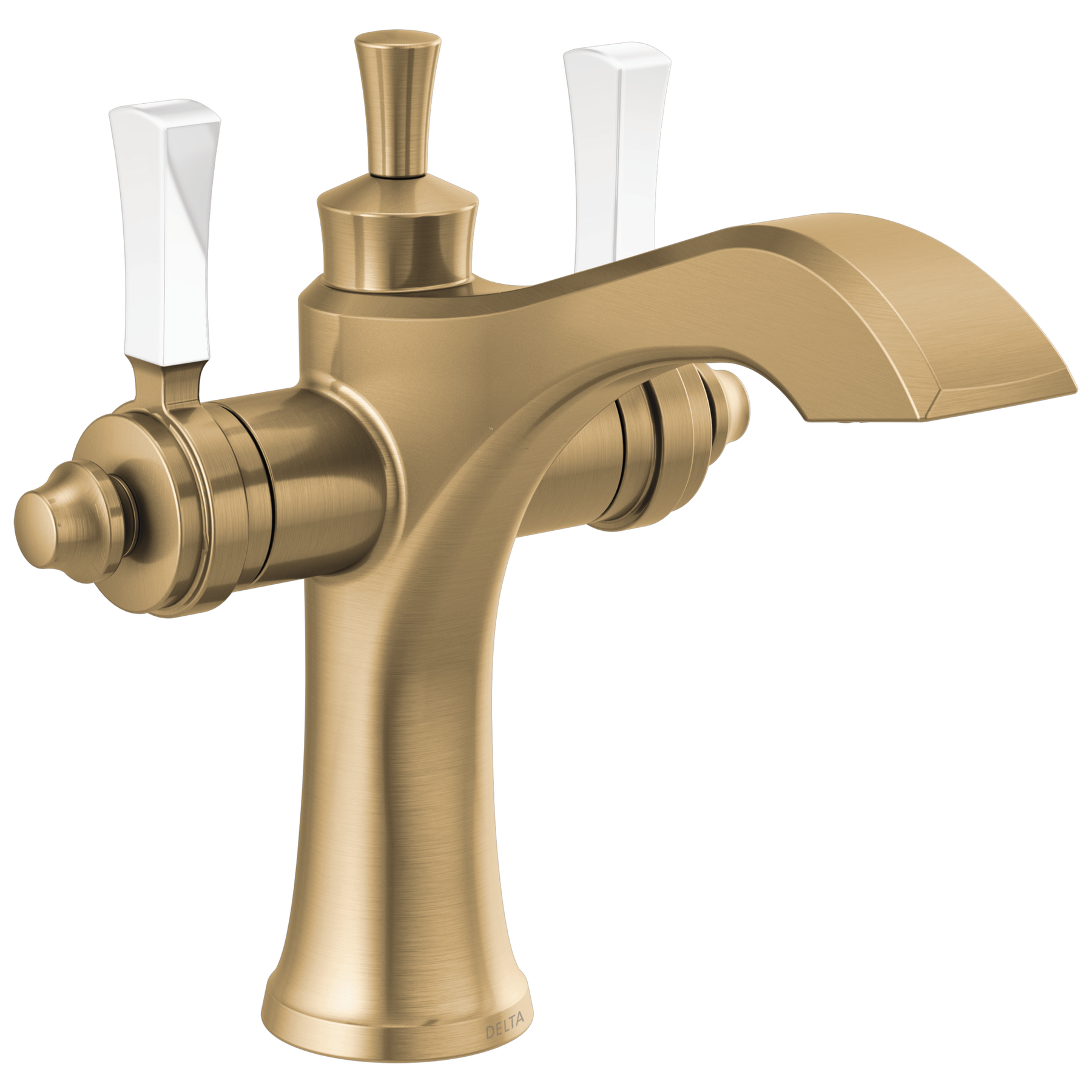 Two Handle Single Hole Monoblock Bathroom Faucet in Champagne