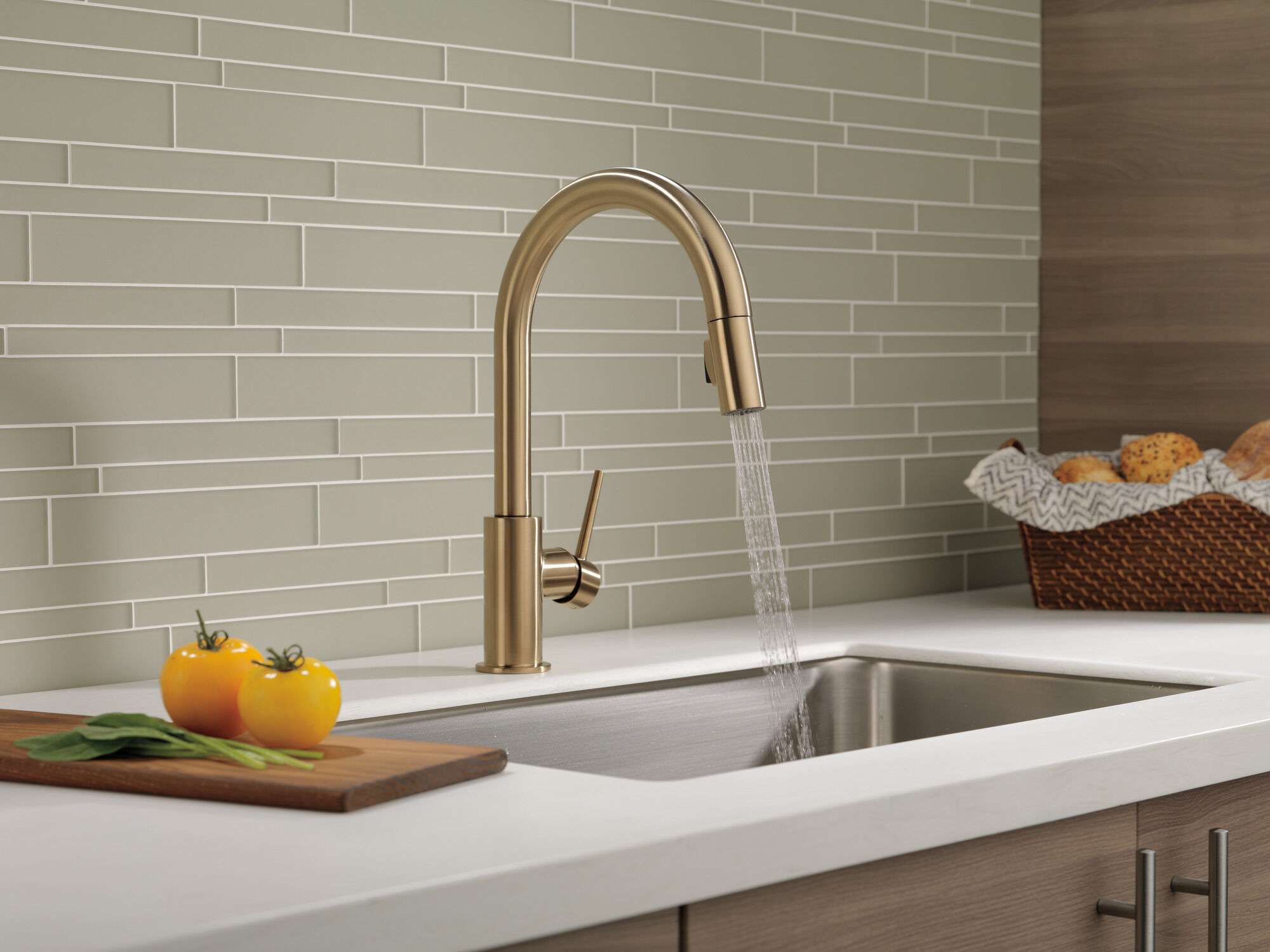 Single Handle Pull-Down Kitchen Faucet in Champagne Bronze 9159-CZ