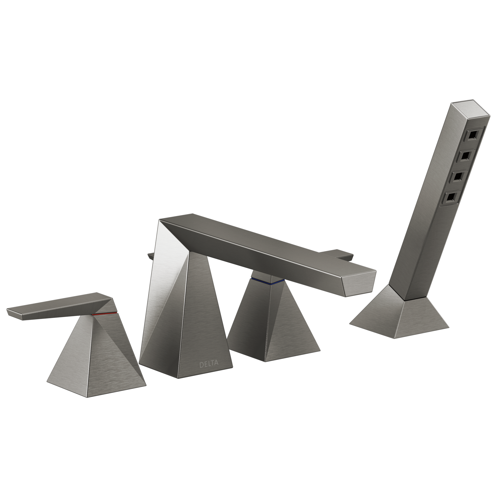 Delta Faucet TrillianE Two-Handle Roman Tub Trim with Hand Shower - Lumicoat Black Stainless