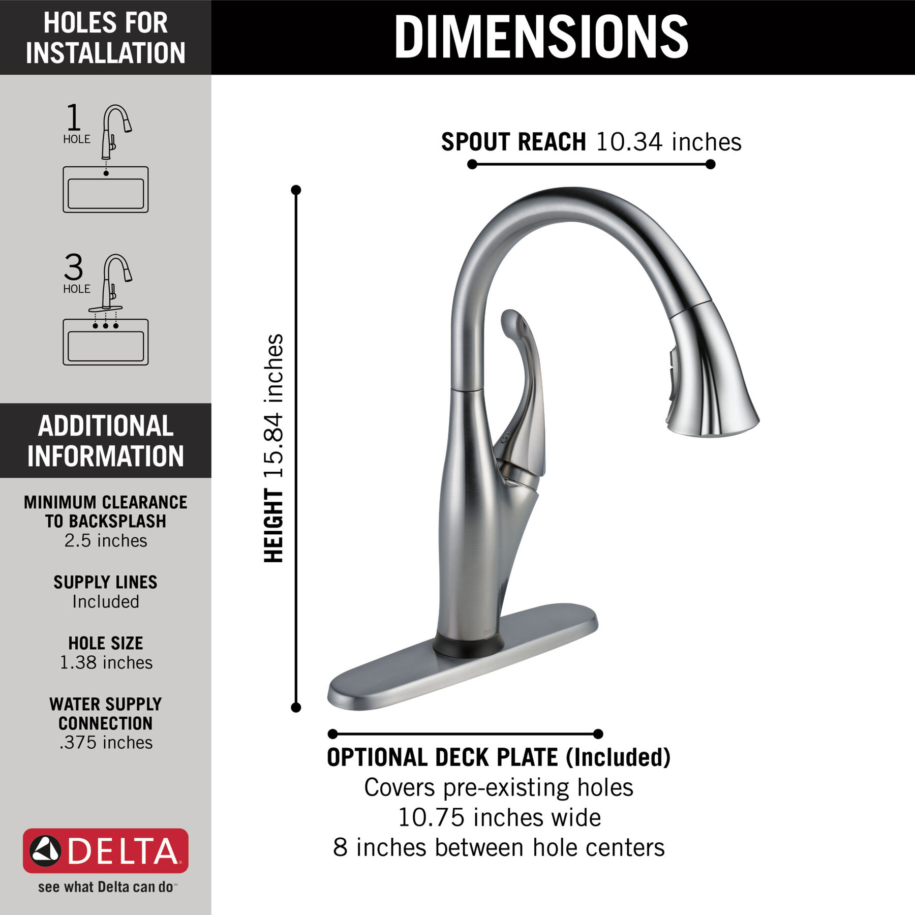 Touch2O PullDown Kitchen Faucet 1L (Recertified) in Arctic Stainless 9192TARDSTR Delta Faucet