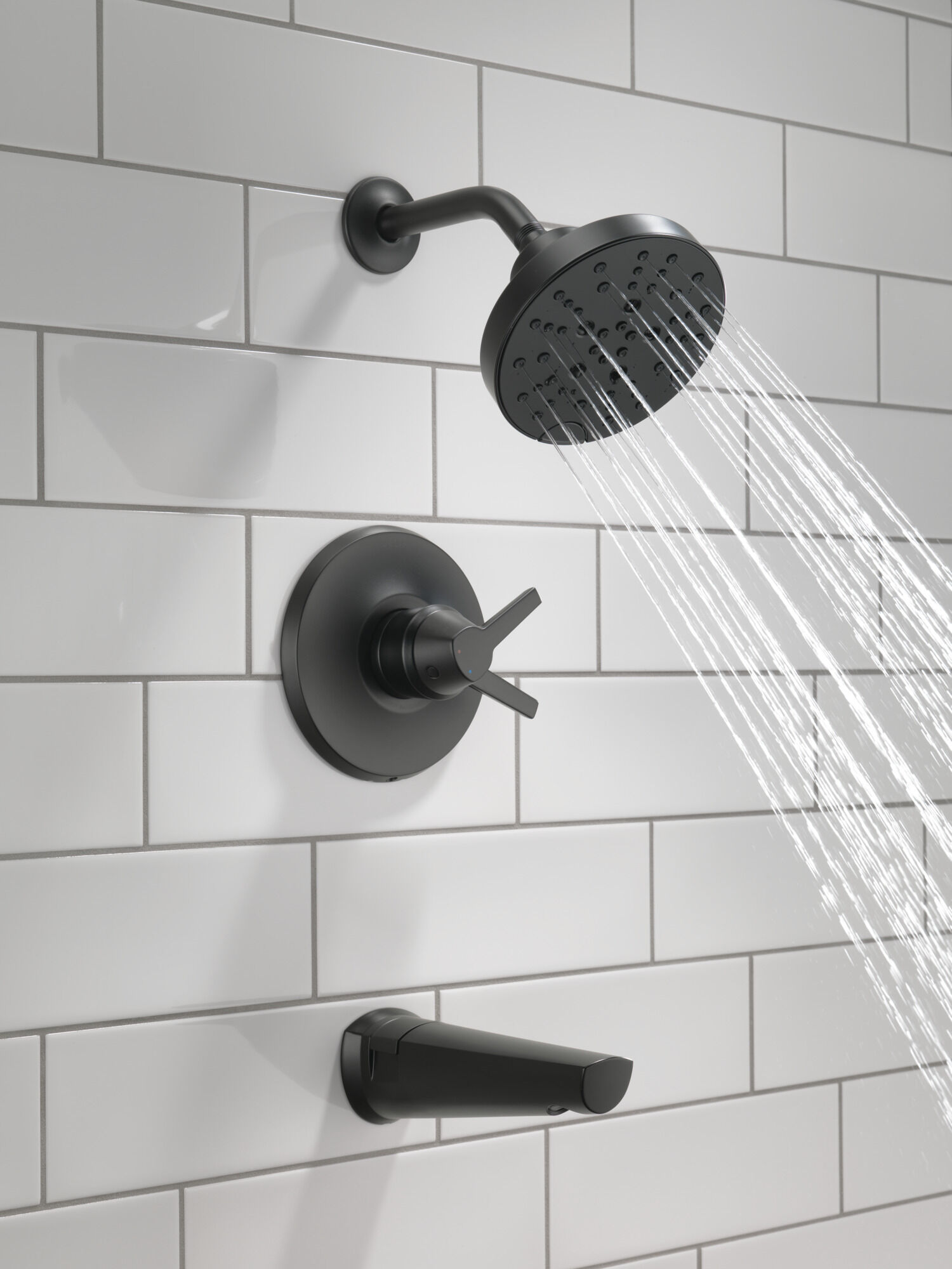 17S Tub Shower Trim with H2OKinetic in Matte Black T17472-BL