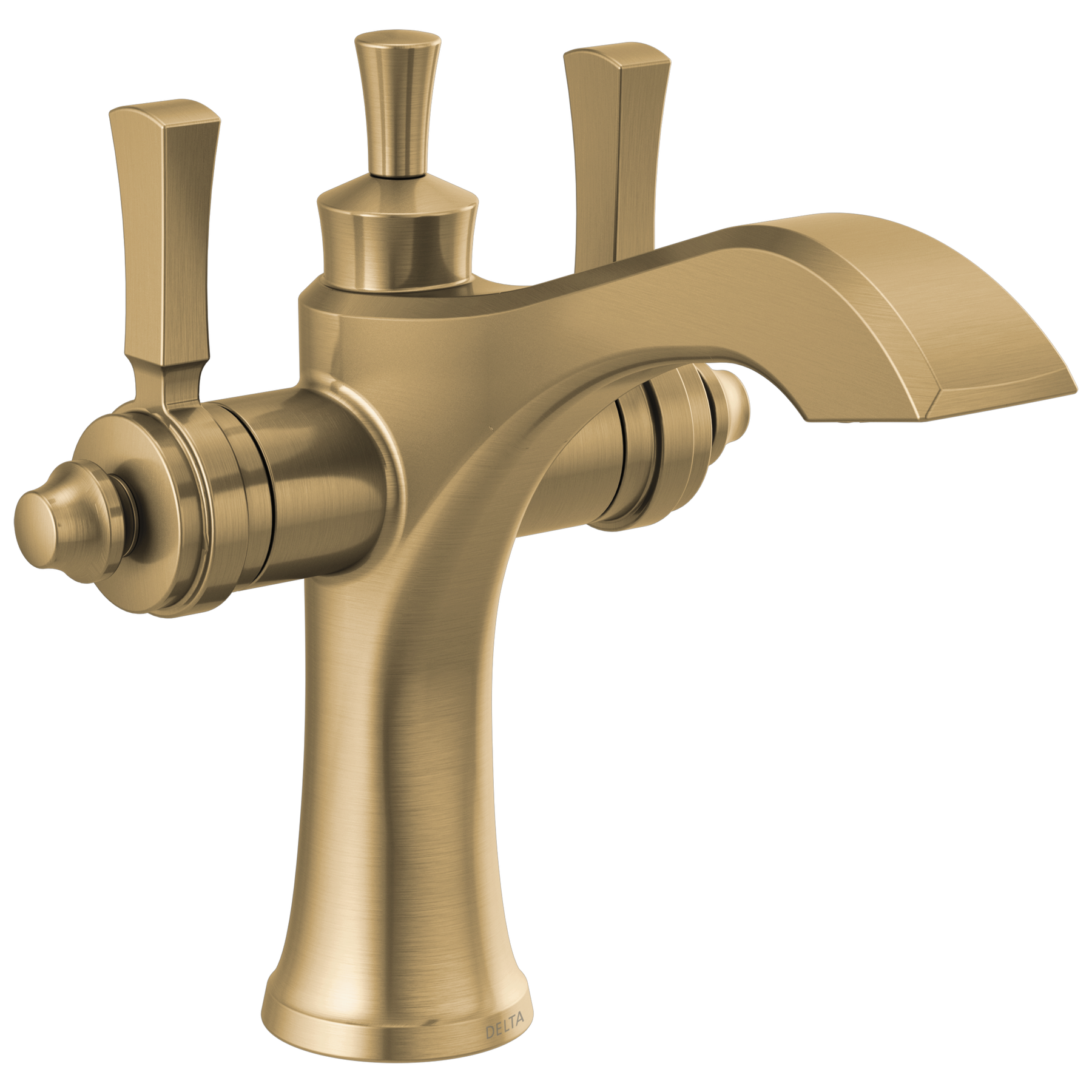 Two Handle Single Hole Monoblock Bathroom Faucet in Champagne