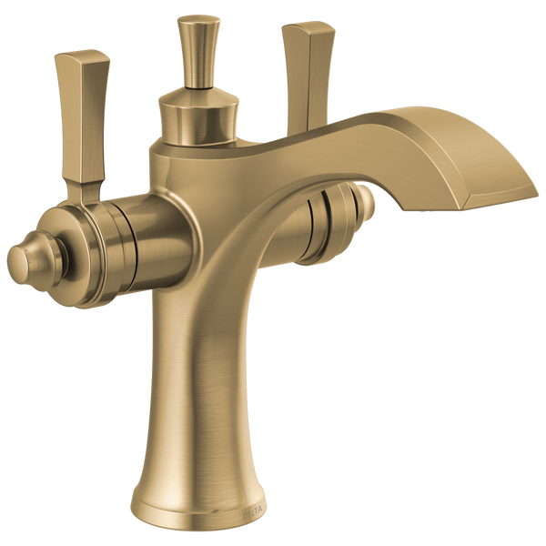 Two Handle Single Hole Monoblock Bathroom Faucet in Champagne