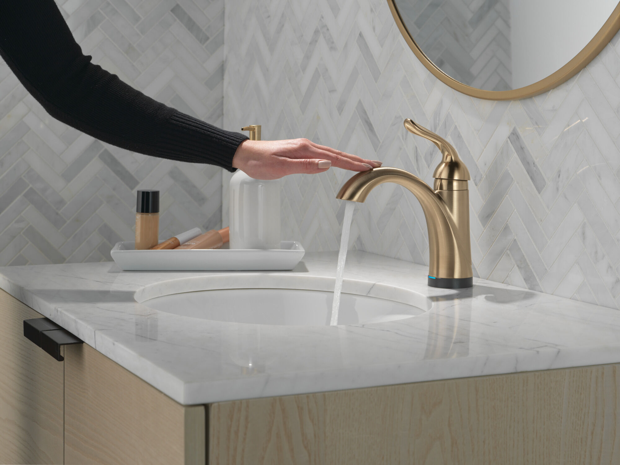 Touch2O® Bathroom Faucet with Touchless Technology in Champagne