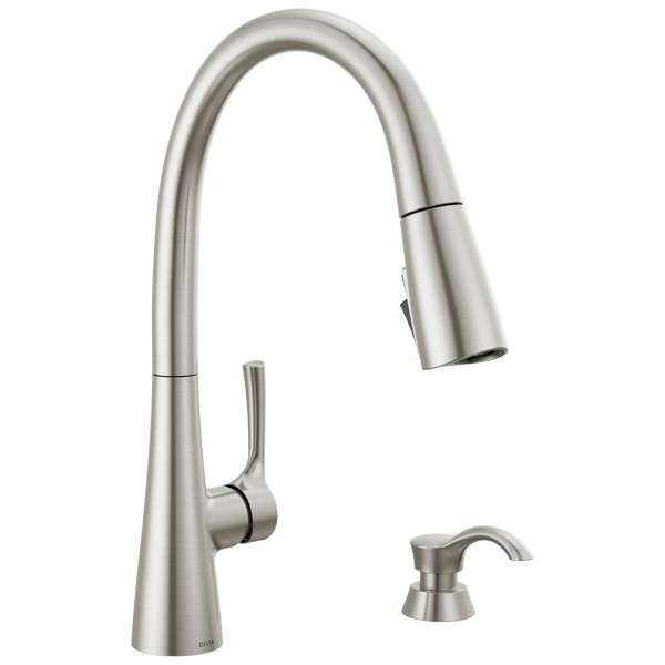 Single Handle Pull-Down Kitchen Faucet with Soap Dispenser and