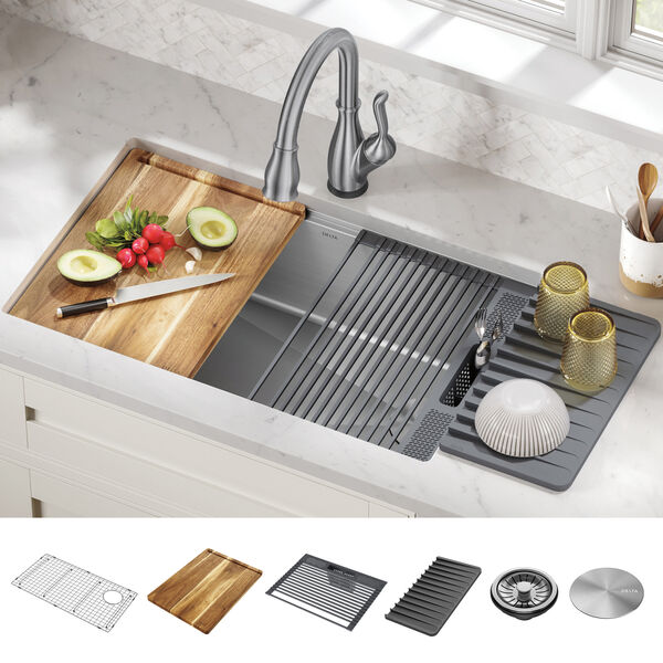 30” Workstation Kitchen Sink Undermount Stainless Steel ...