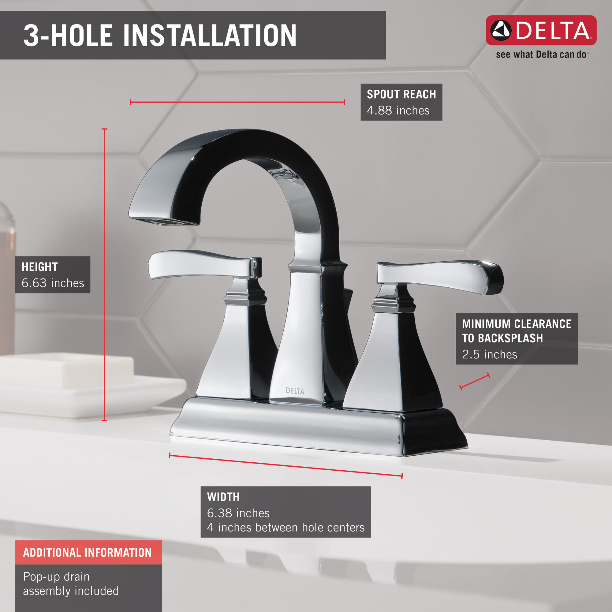 Two Handle Centerset Bathroom Faucet in Chrome 25718LF | Delta Faucet