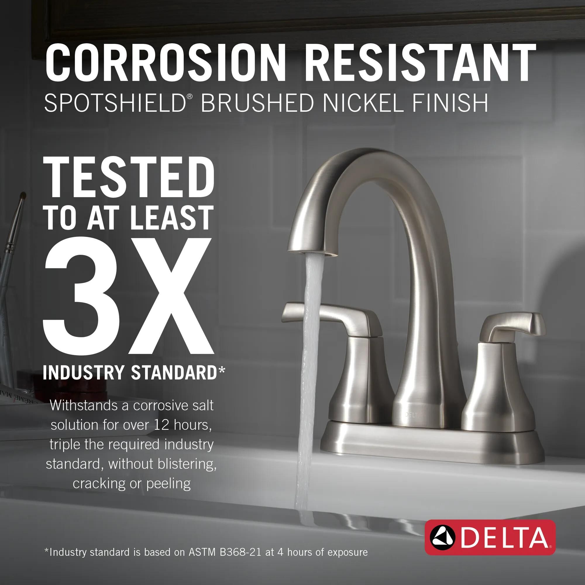 Two Handle Centerset Bathroom Faucet in Spotshield Brushed Nickel