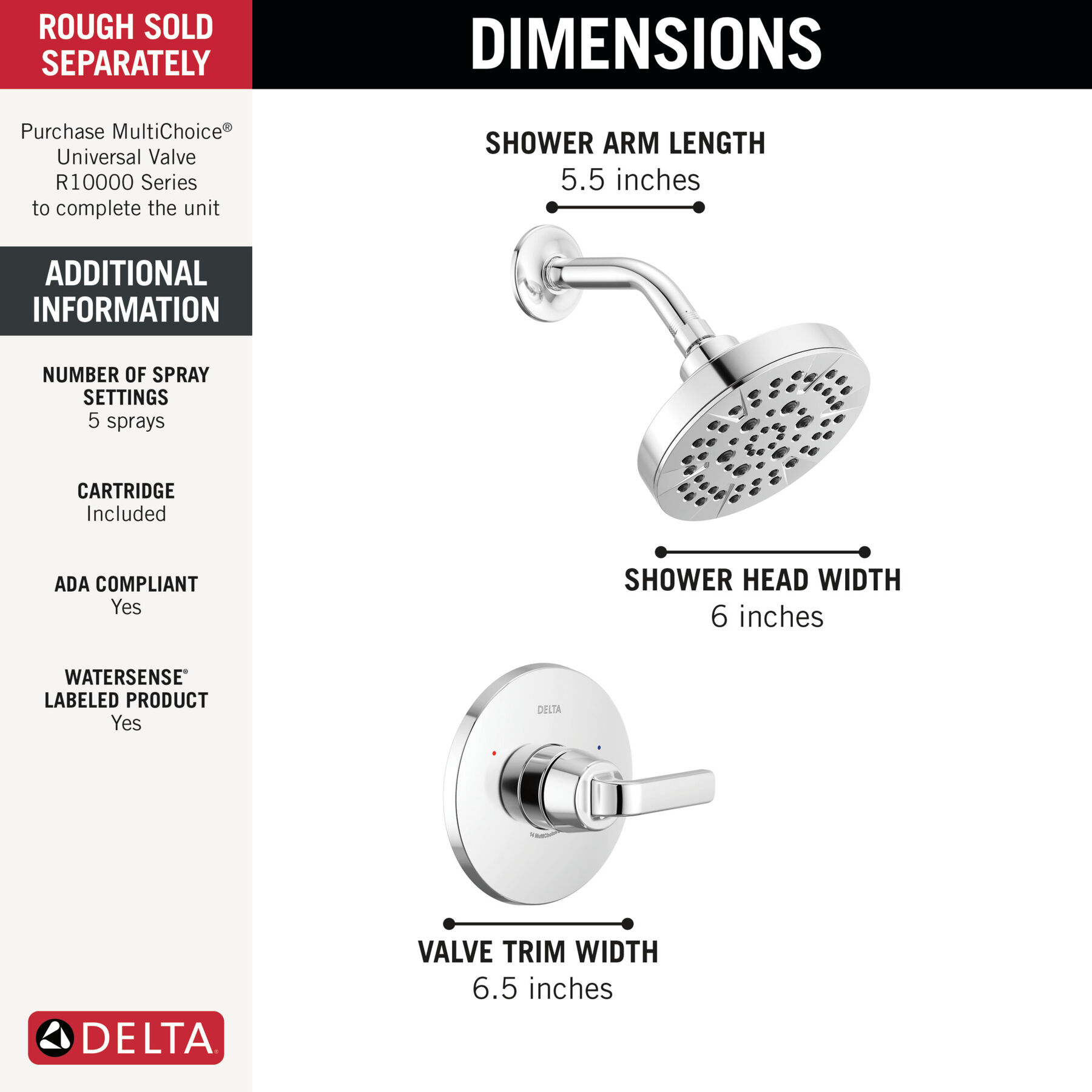 Widespread Lavatory Faucet with 14 Series Shower Trim and Bathroom Accessories Bundle