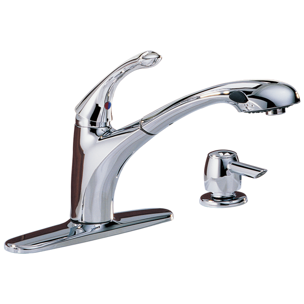 【.st】 Single Handle Pull-Out Kitchen Faucet with Soap Dispenser in