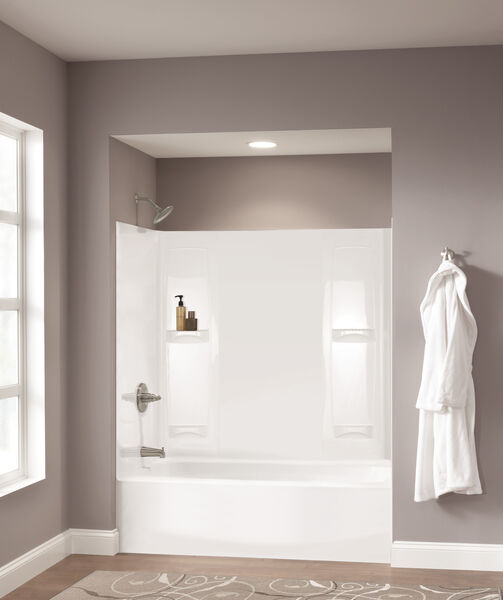 60" x 30" Curved Bathtub Left Drain in High Gloss White 40114L
