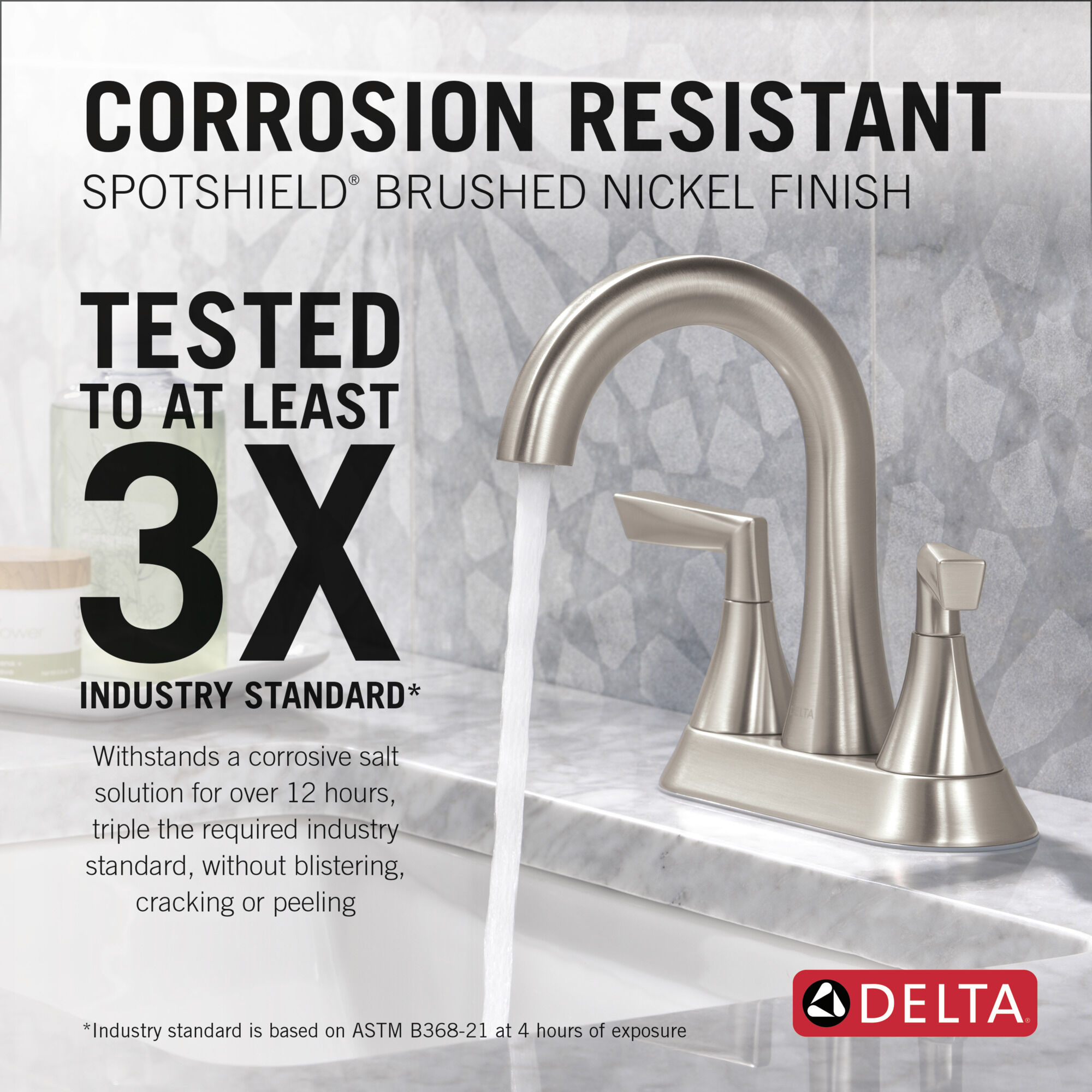 Two Handle Centerset Bathroom Faucet in Spotshield Brushed Nickel