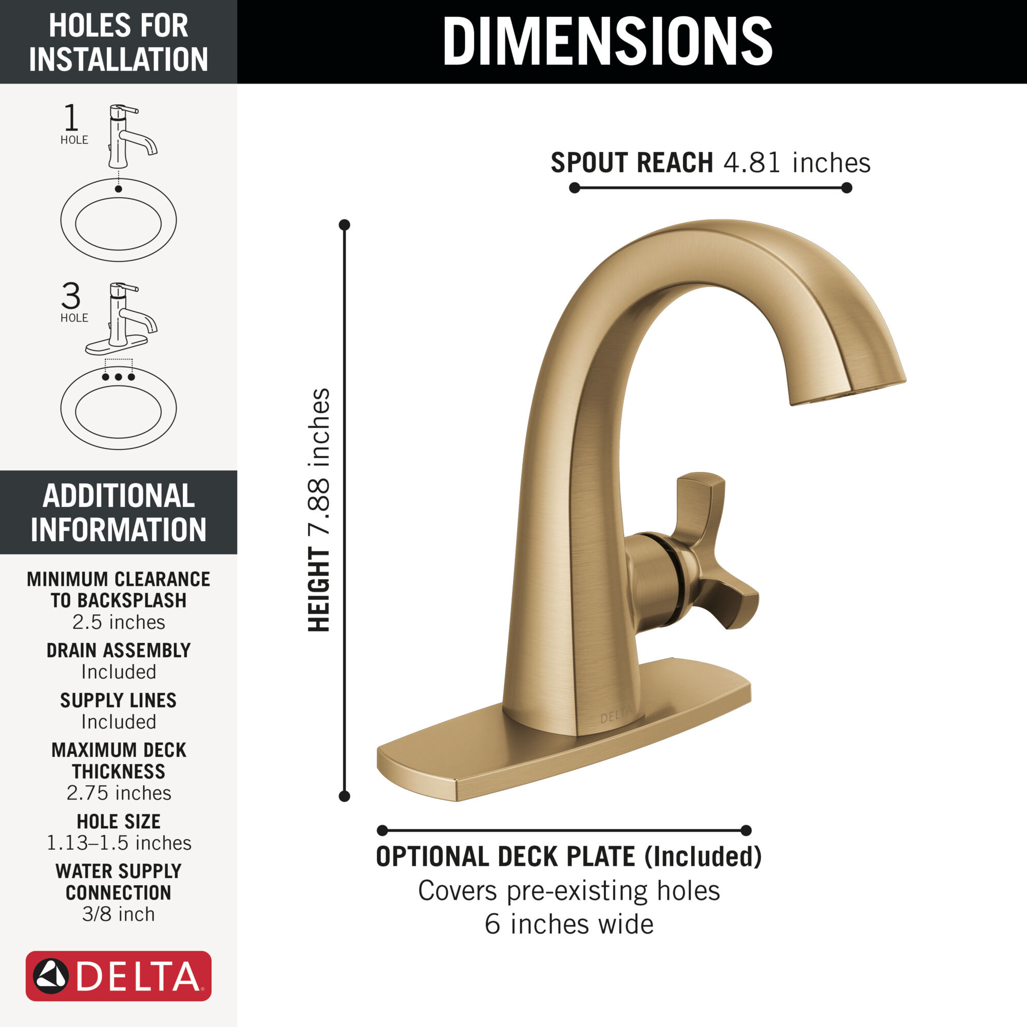DM17 Single Handle Bathroom Faucet in Lumicoat® Champagne Bronze 5776
