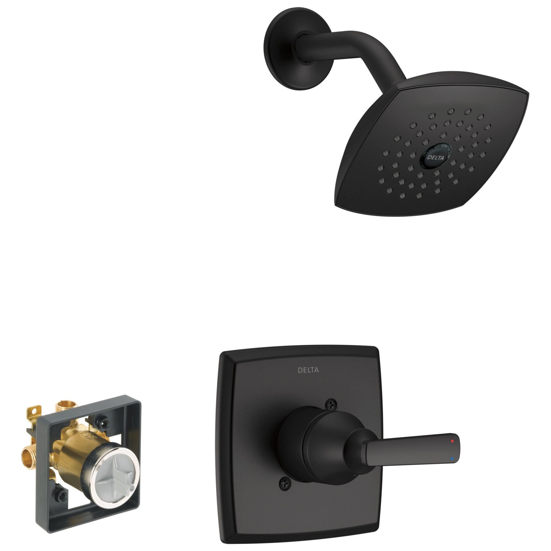 Delta Faucet Rough In Shower Trim with Rough Bundle in Matte Black FVS14264-BL | Delta Faucet