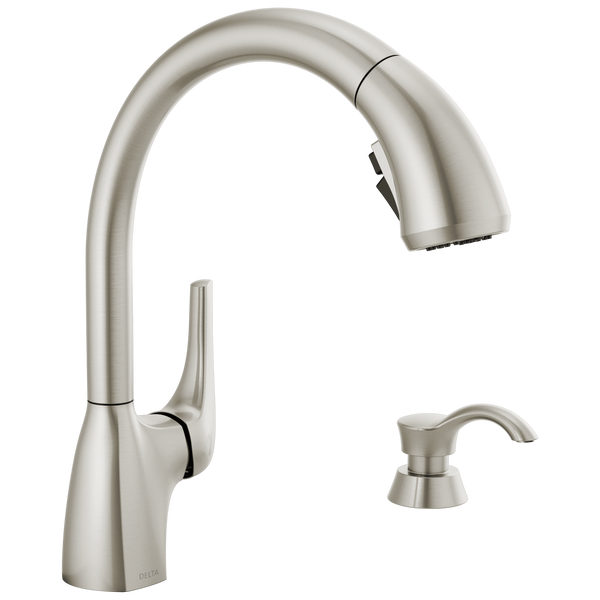 Mid-Rise Pull-Out Kitchen Faucet with Soap Dispenser and ShieldSpray  Technology (Recertified)