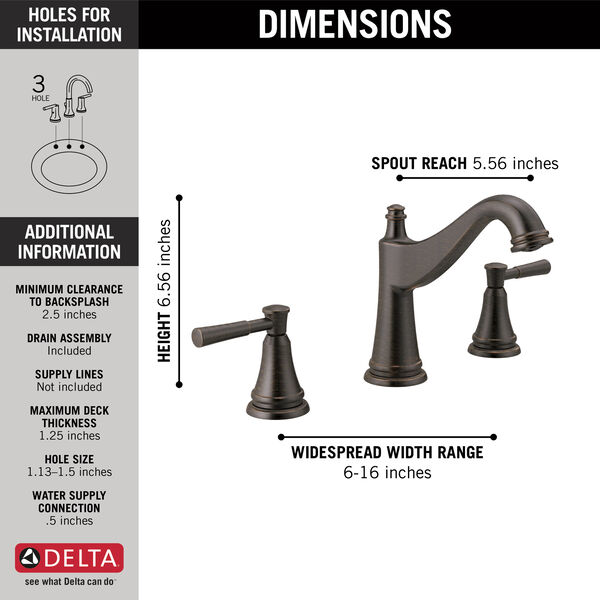 Two Handle Widespread Bathroom Faucet In Venetian Bronze lf Rb Delta Faucet
