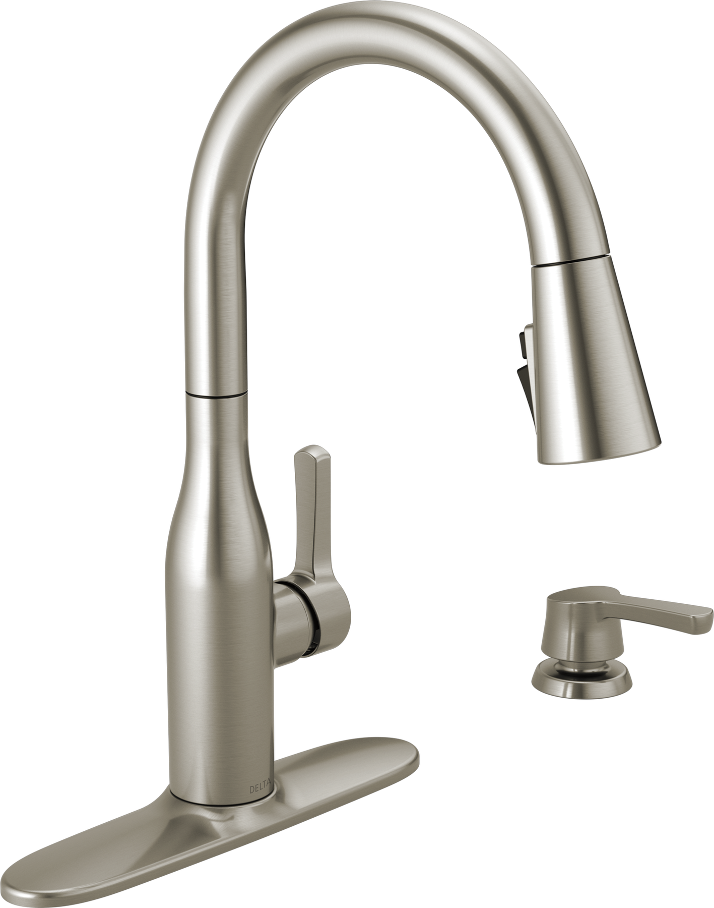 Single Handle Pull-Down Kitchen Faucet with Soap Dispenser and