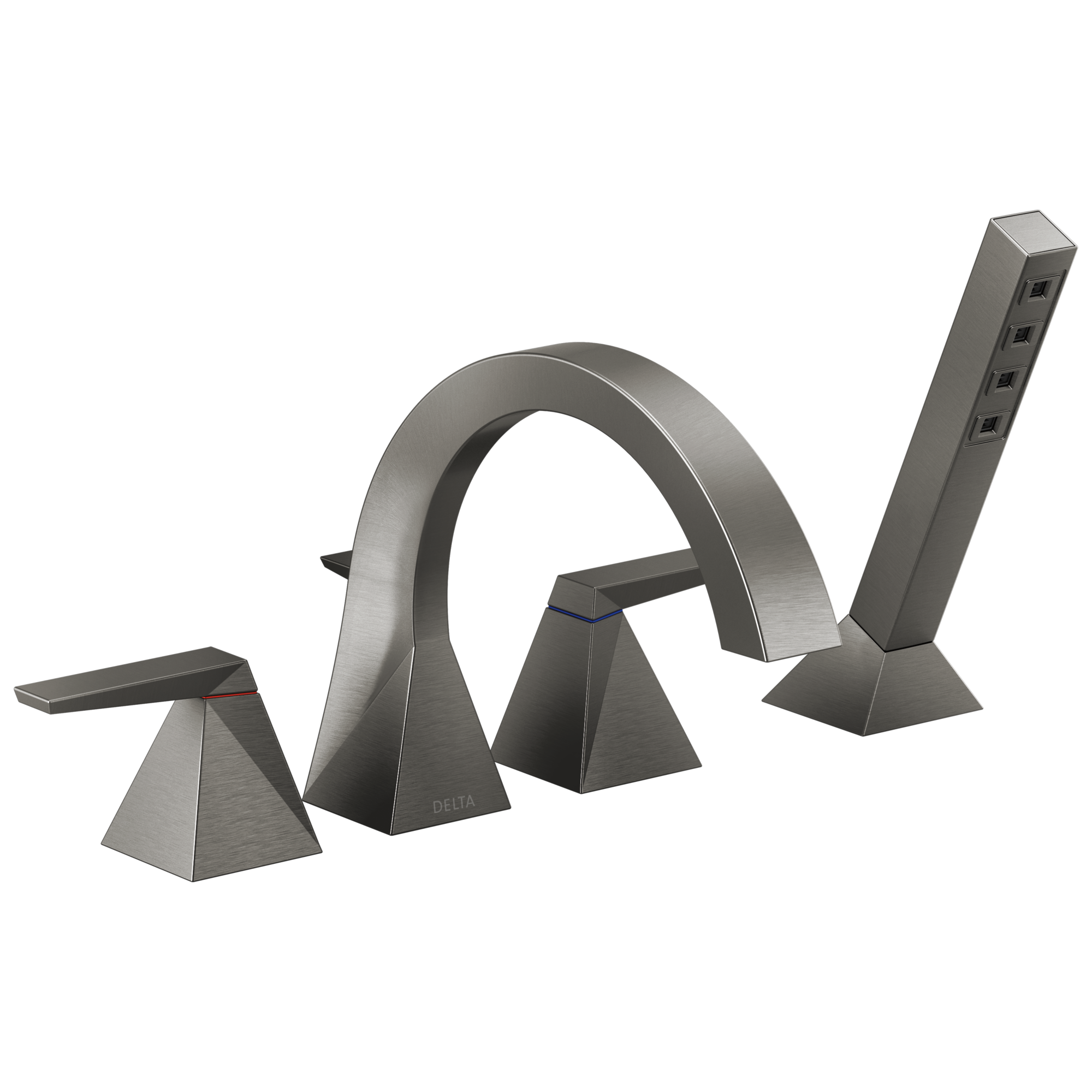 Delta Faucet TrillianE Two-Handle Roman Tub Trim with Hand Shower - Lumicoat Black Stainless