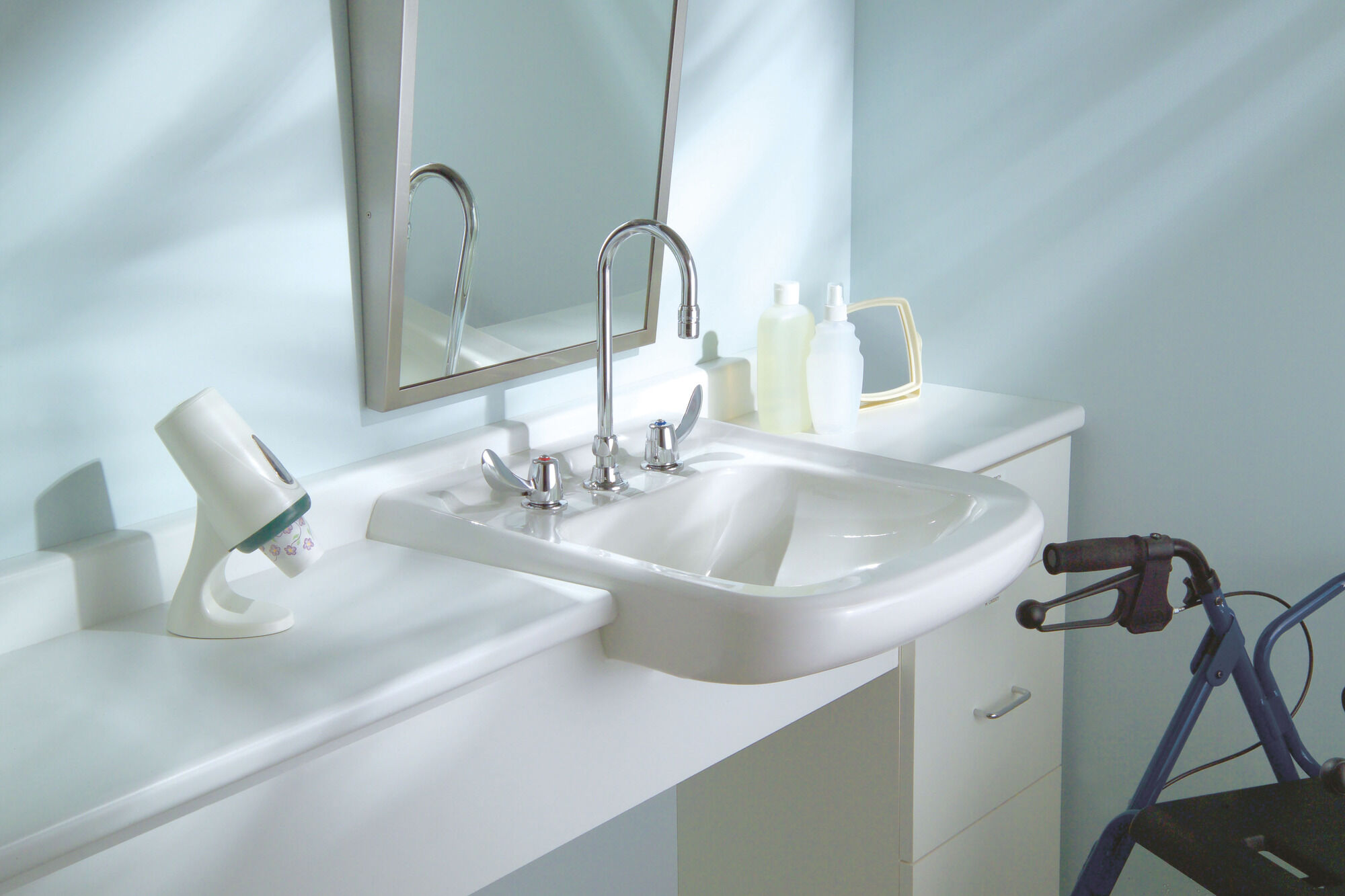 Two Handle Widespread Lavatory Faucet with Gooseneck Spout - Less Two Handle Widespread Lavatory Faucet with Gooseneck Spout - Less