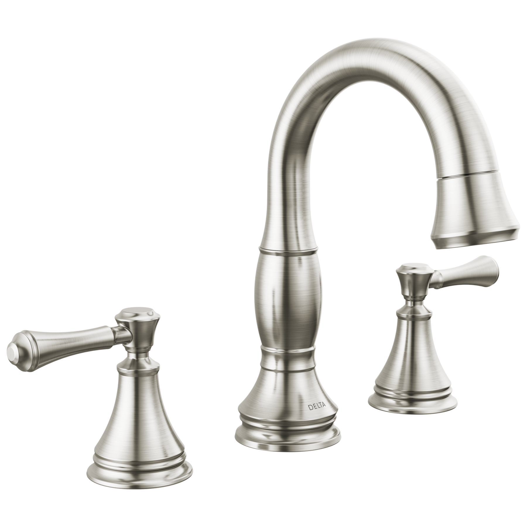 Two Handle Widespread Pull Down Bathroom Faucet in Stainless 3597