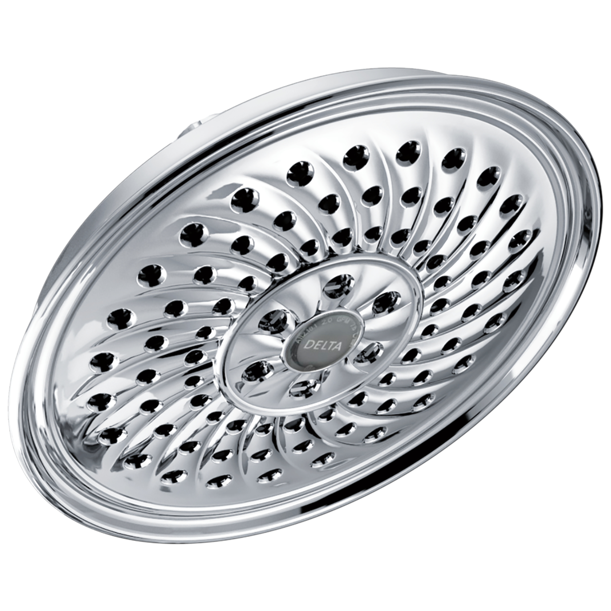 Delta H2Okinetic Duschkopf Raincan – 1-stufig, Edelstahl – Mit Soft Rubber Touch-Clean Düsen & Pausentaste, Wassersparend