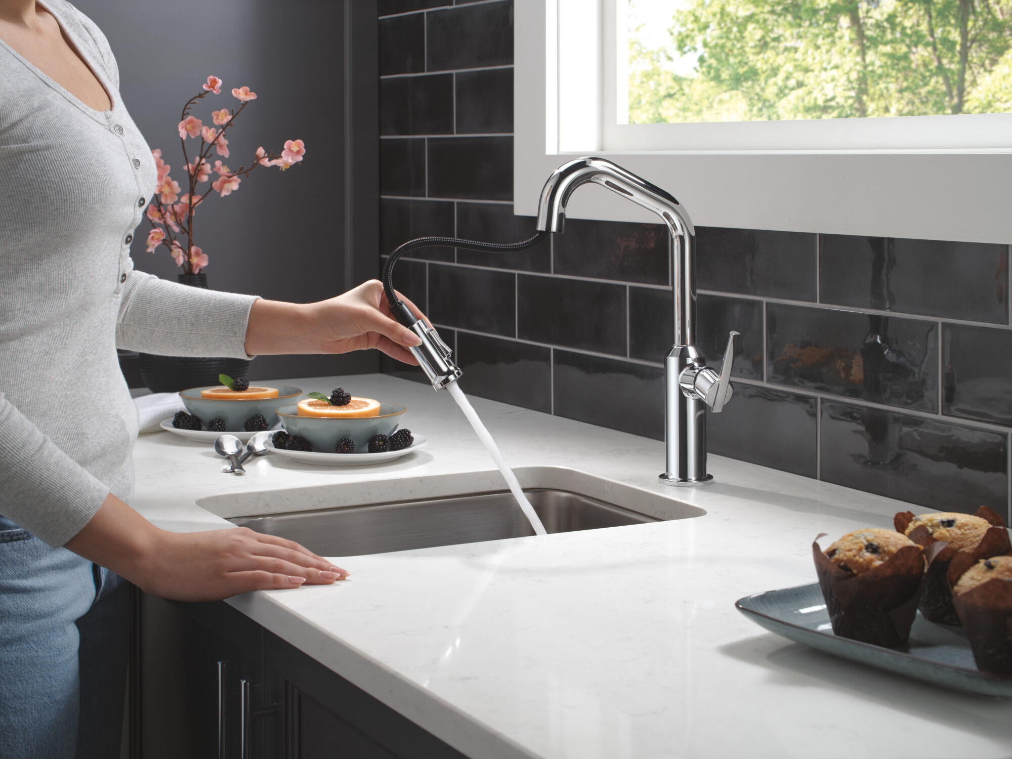 Single Handle Pull-Down Bar/Prep Faucet in Lumicoat® Chrome 9885