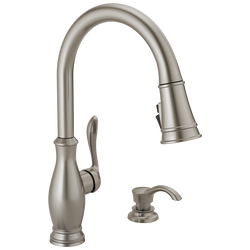 Single Handle Pull-Down Kitchen Faucet with Soap Dispenser and ShieldSpray