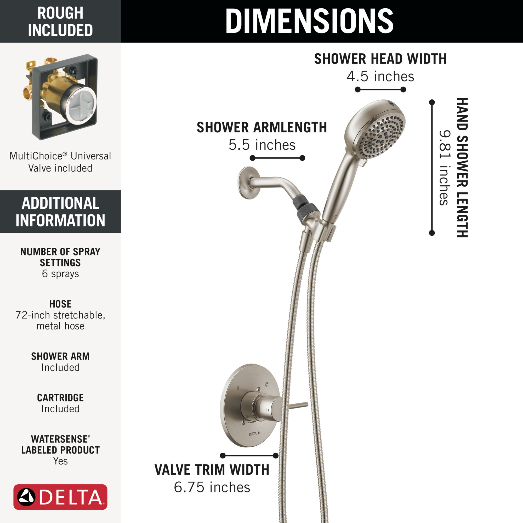 Shower Trim with ProClean Hand Shower Bundle in Stainless FVS3