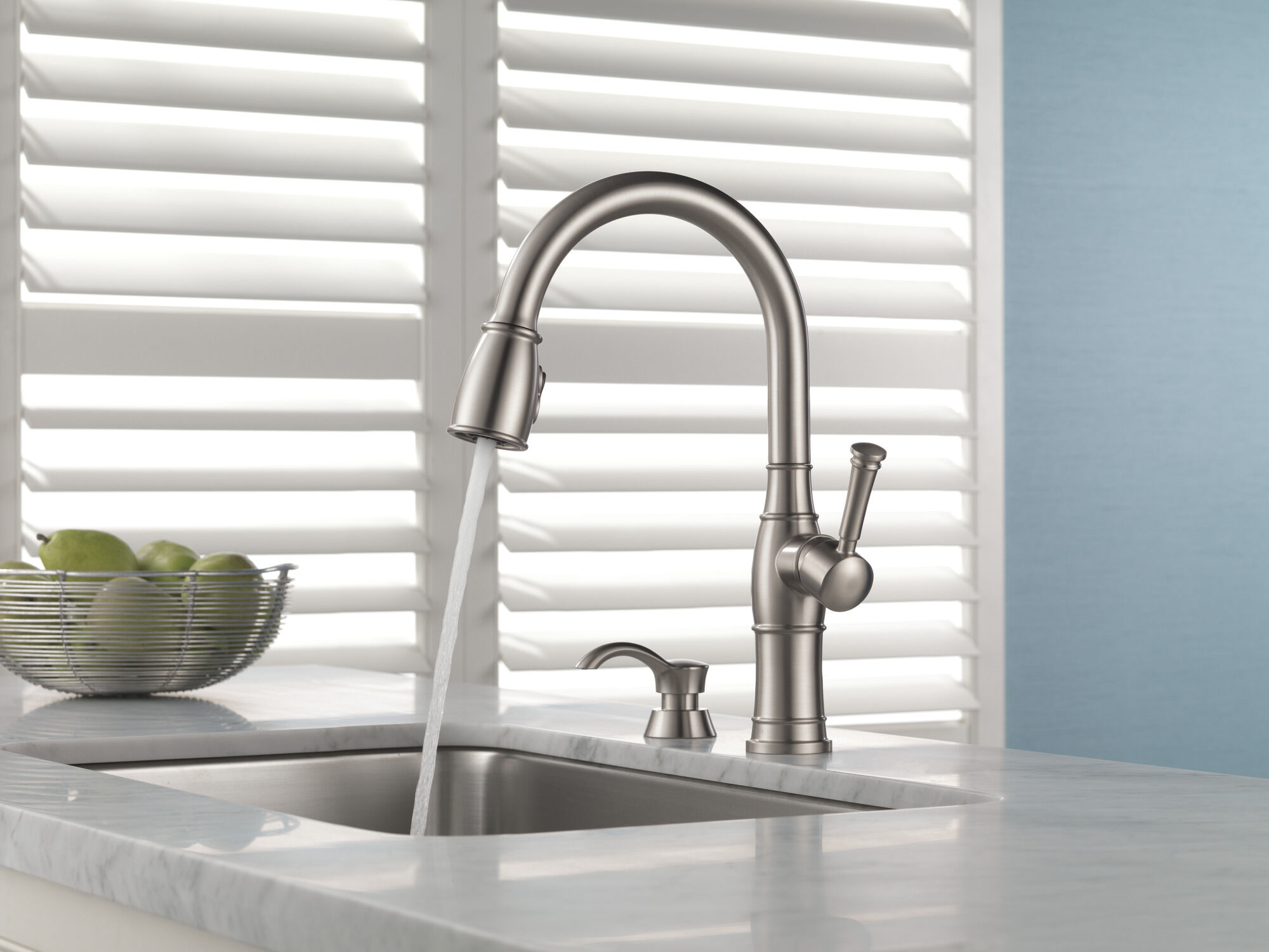 Single Handle Pull-Down Kitchen Faucet with Soap Dispenser in