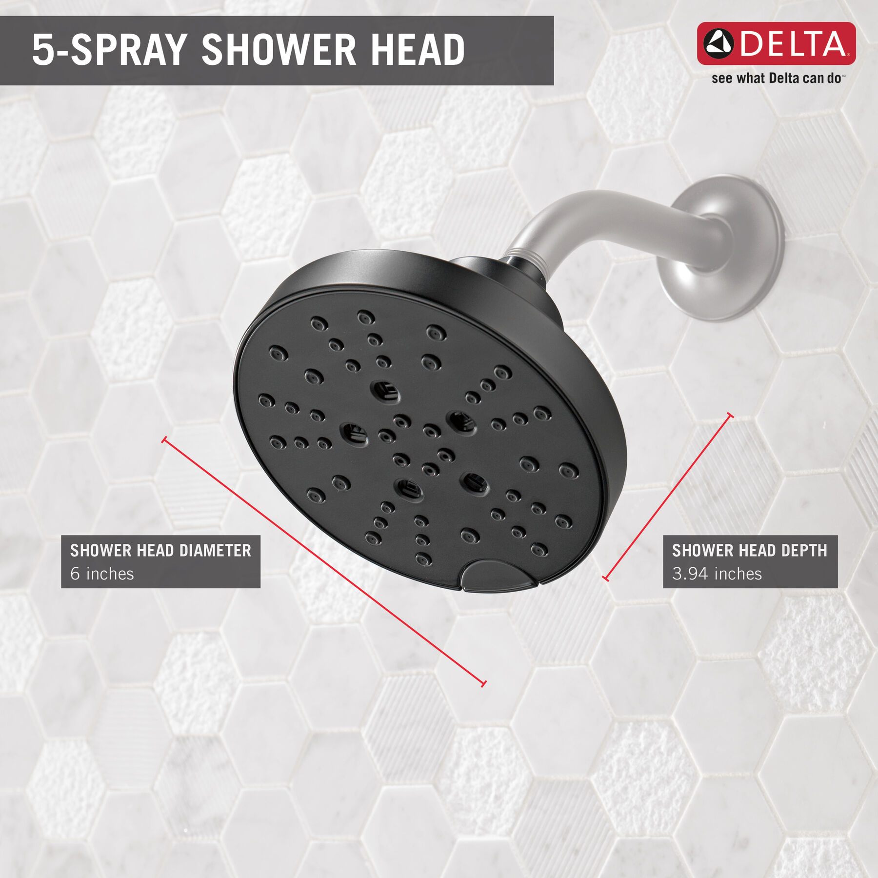 5Setting Shower Head in Matte Black 75568BL Delta Faucet