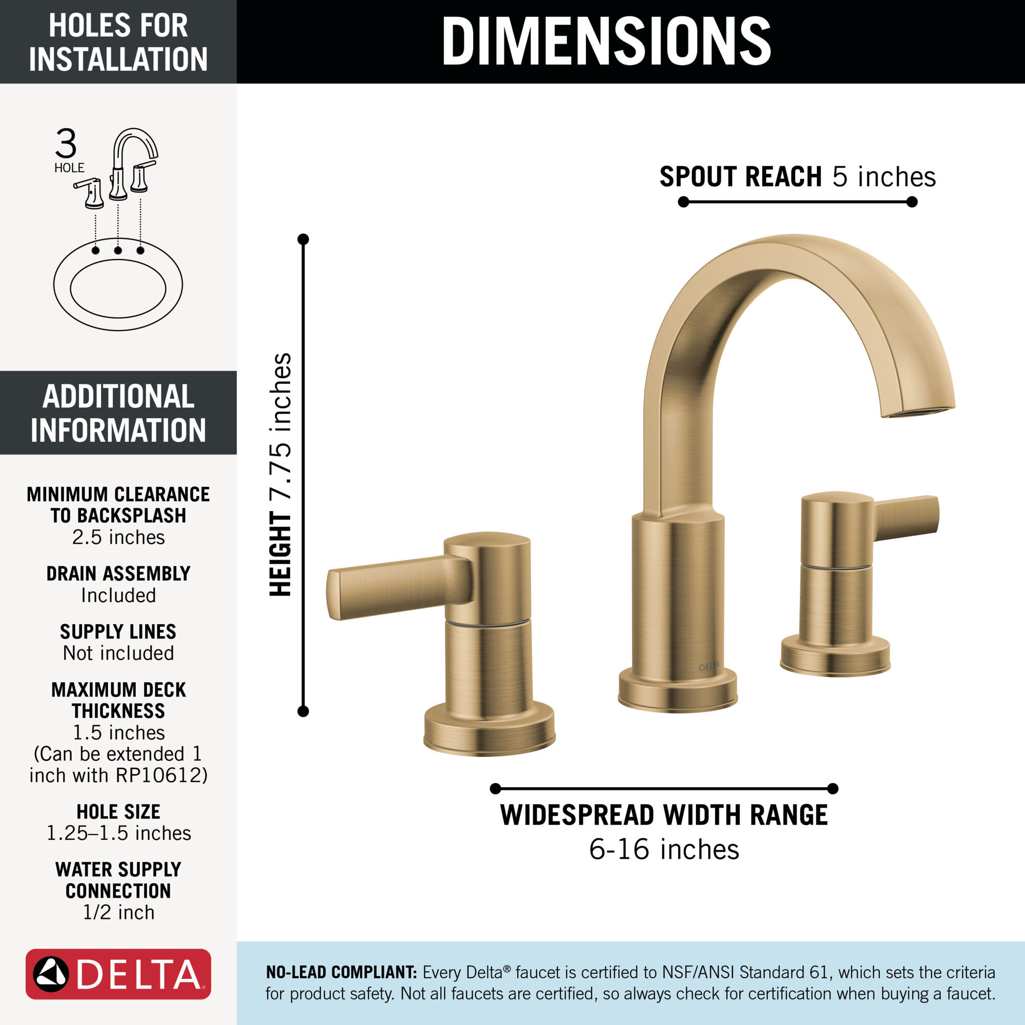 Two Handle Widespread Bathroom Faucet in Champagne Bronze 35855LF