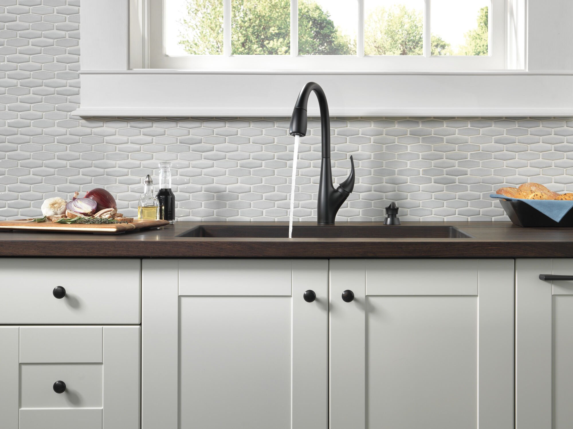 Single Handle Pull-Down Kitchen Faucet with Soap Dispenser and