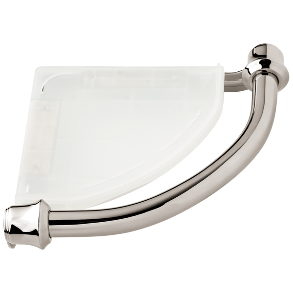 Traditional Corner Shelf with Assist Bar in Polished Nickel 41316PN