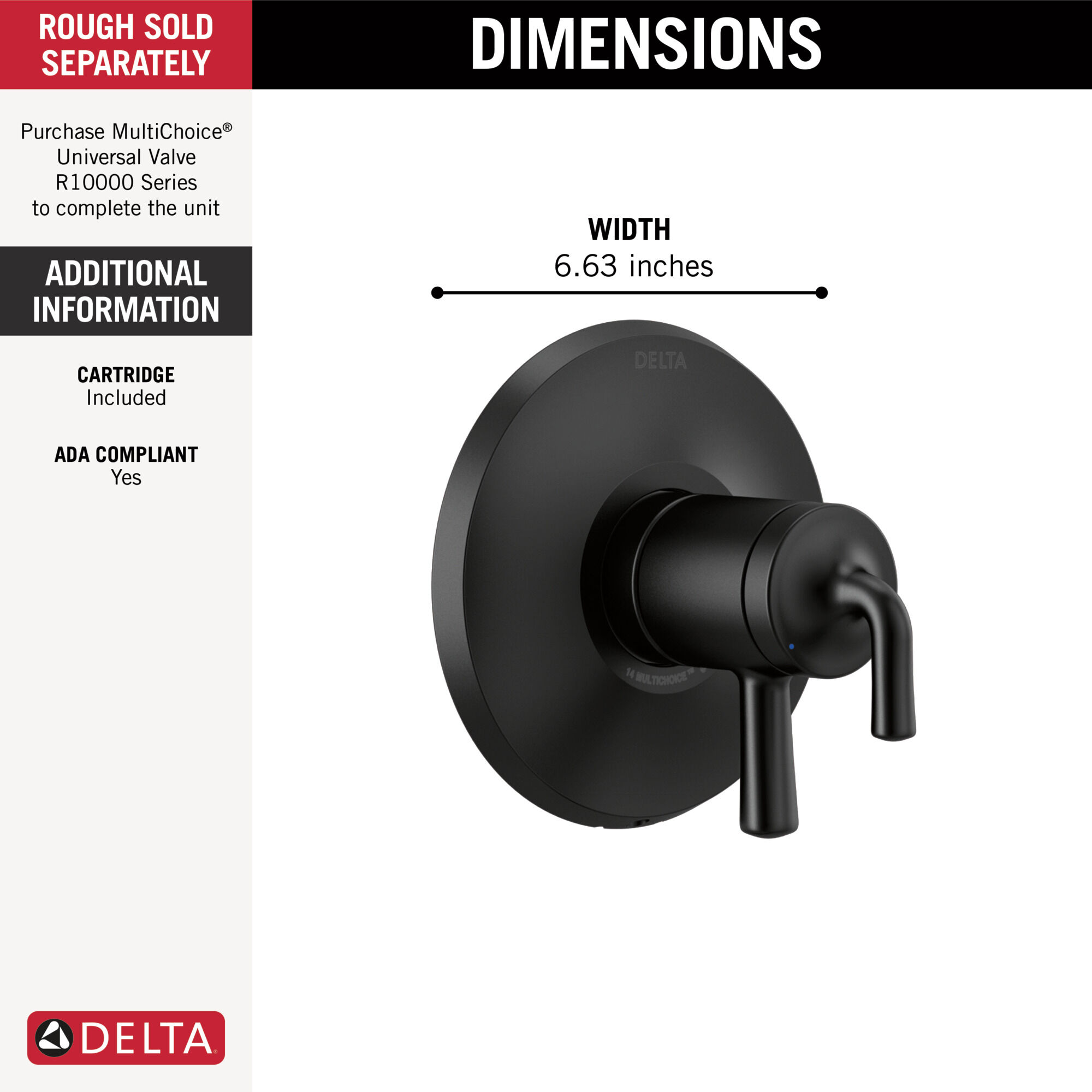 Monitor 17 Series Valve Trim Only in Matte Black T17033-BL | Delta