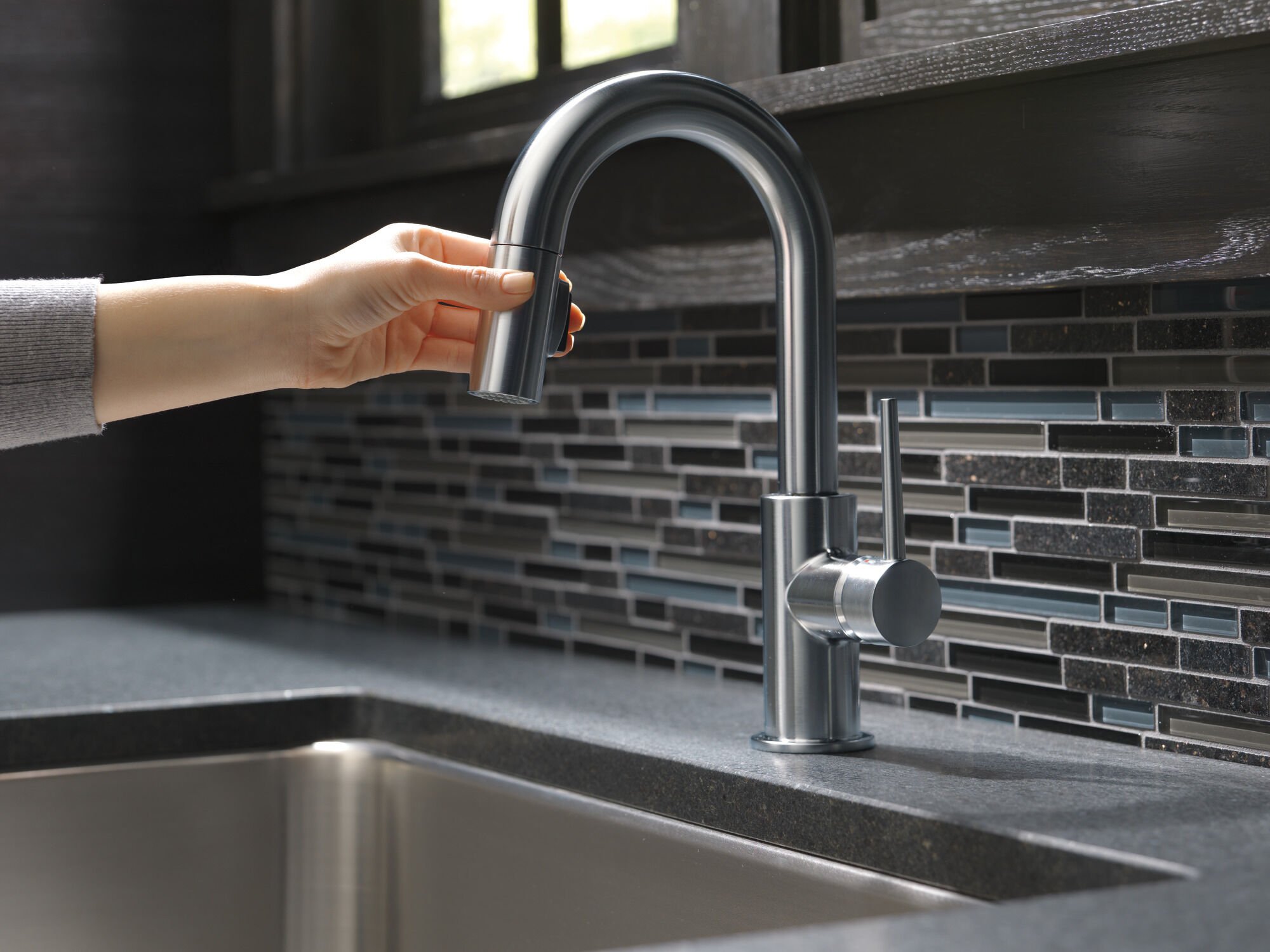 Single Handle Pull-Down Bar / Prep Faucet in Arctic Stainless 9959