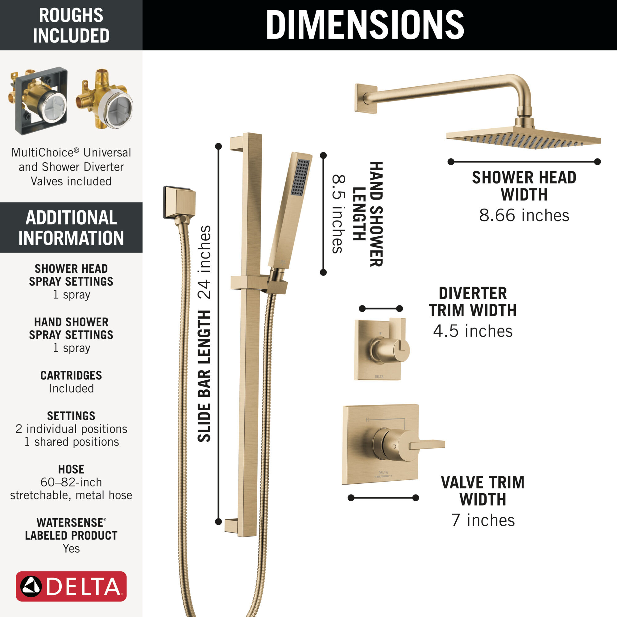 3-Function Custom Shower Bundle in Champagne Bronze FVS6-VO2101-CZ