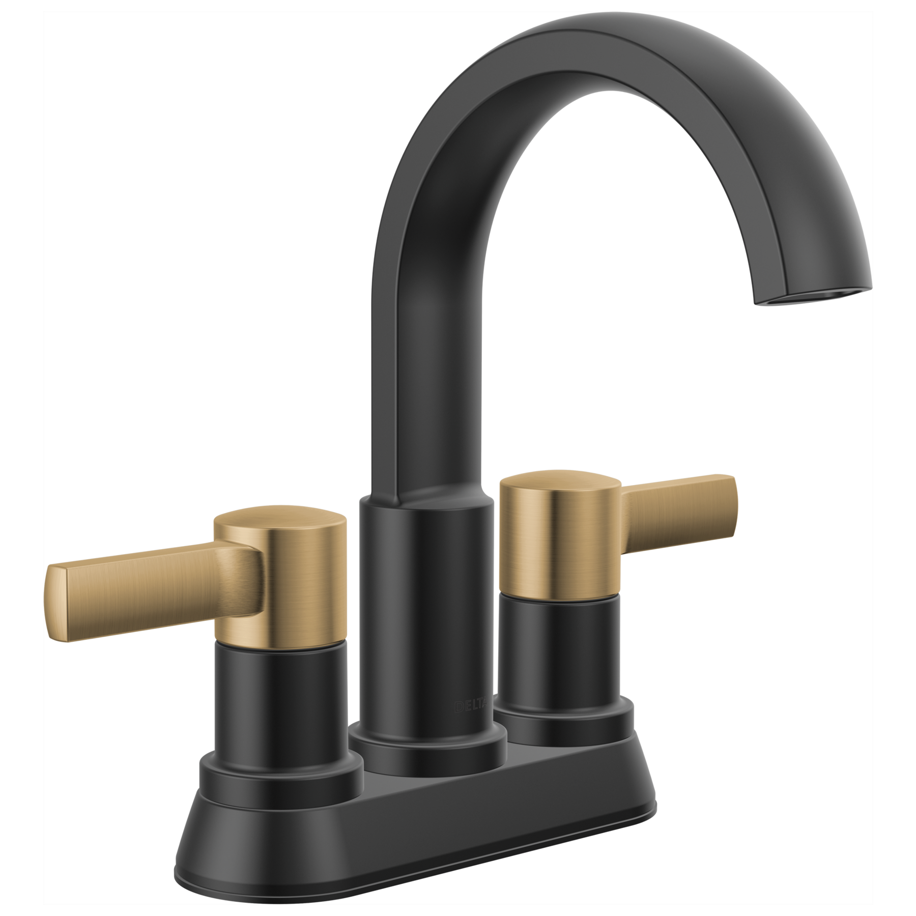 Two Handle Centerset Bathroom Faucet in Matte Black / Champagne